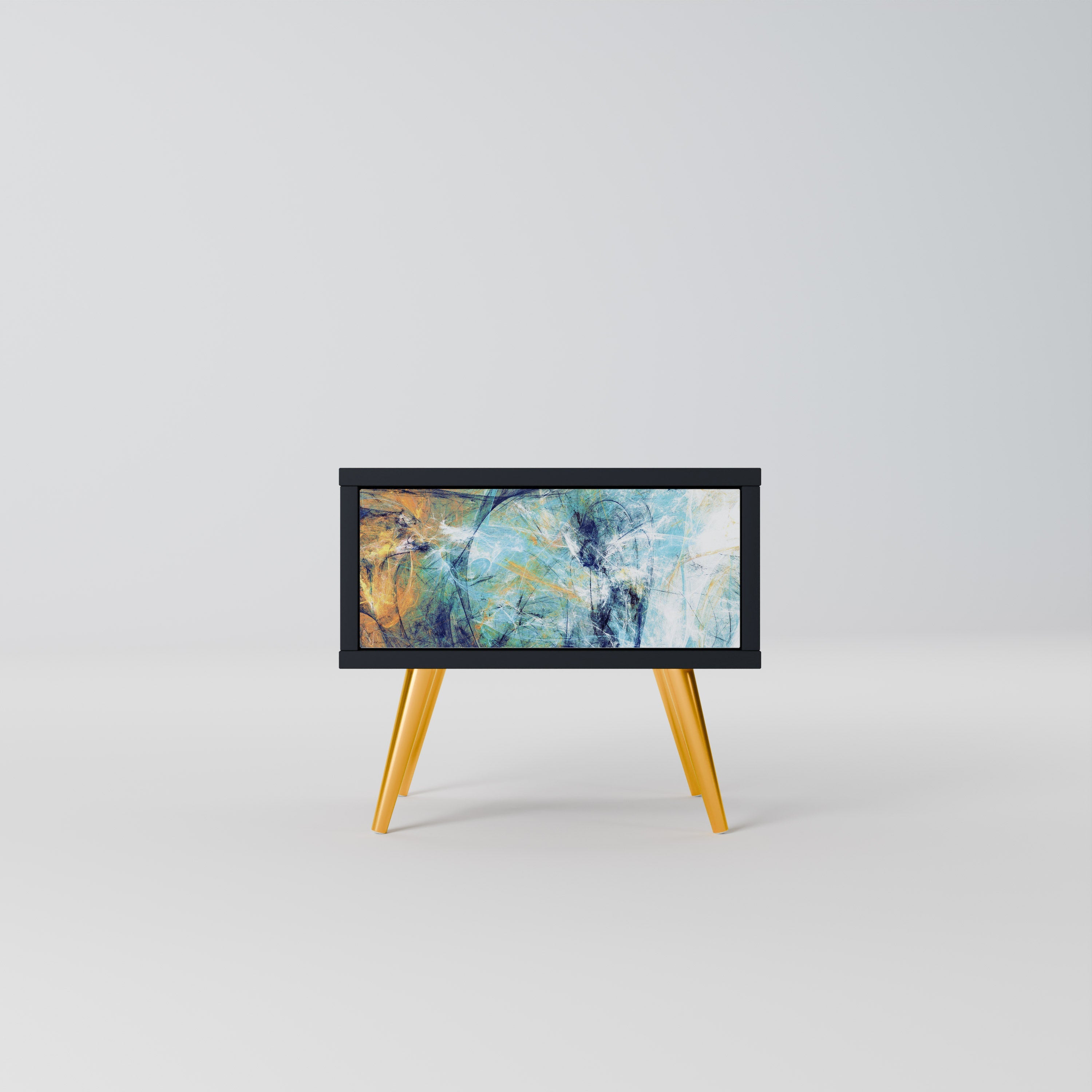 RÉFLEXIONS ABSTRAITES Table de chevet en finition noire