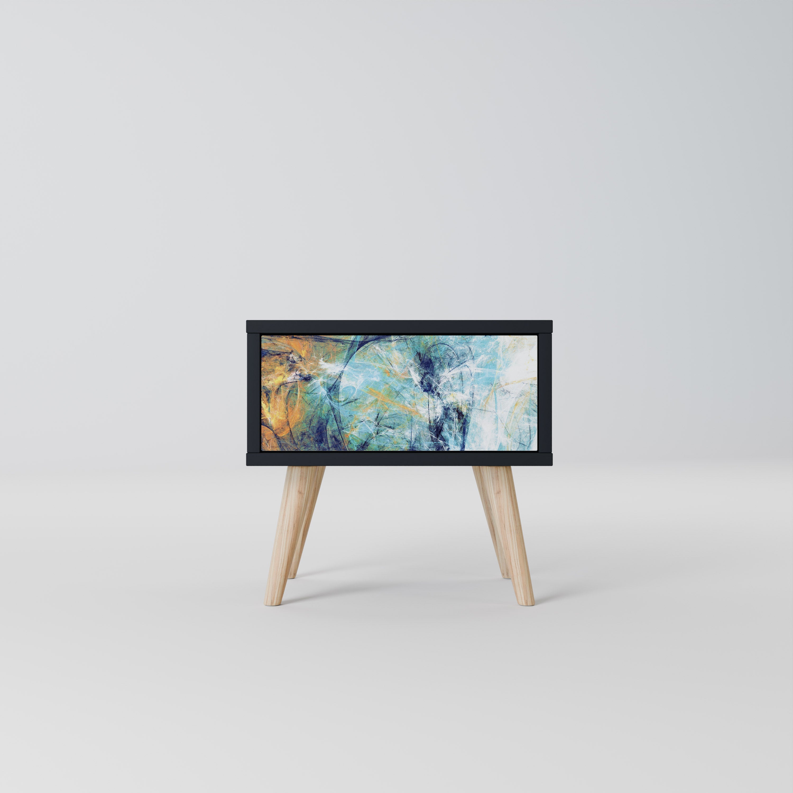 RÉFLEXIONS ABSTRAITES Table de chevet en finition noire