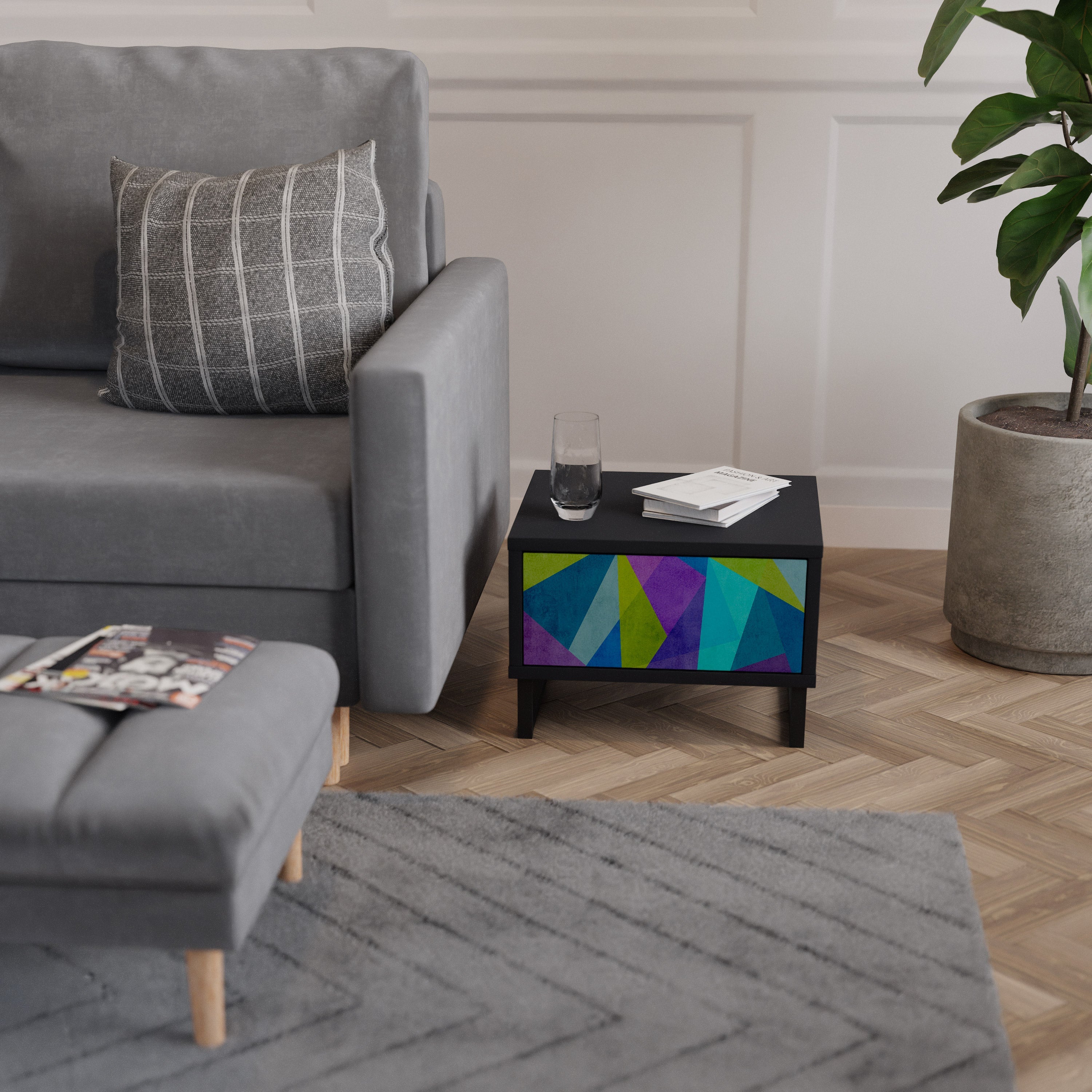 Table de chevet COLD SHOWCASE en finition noire