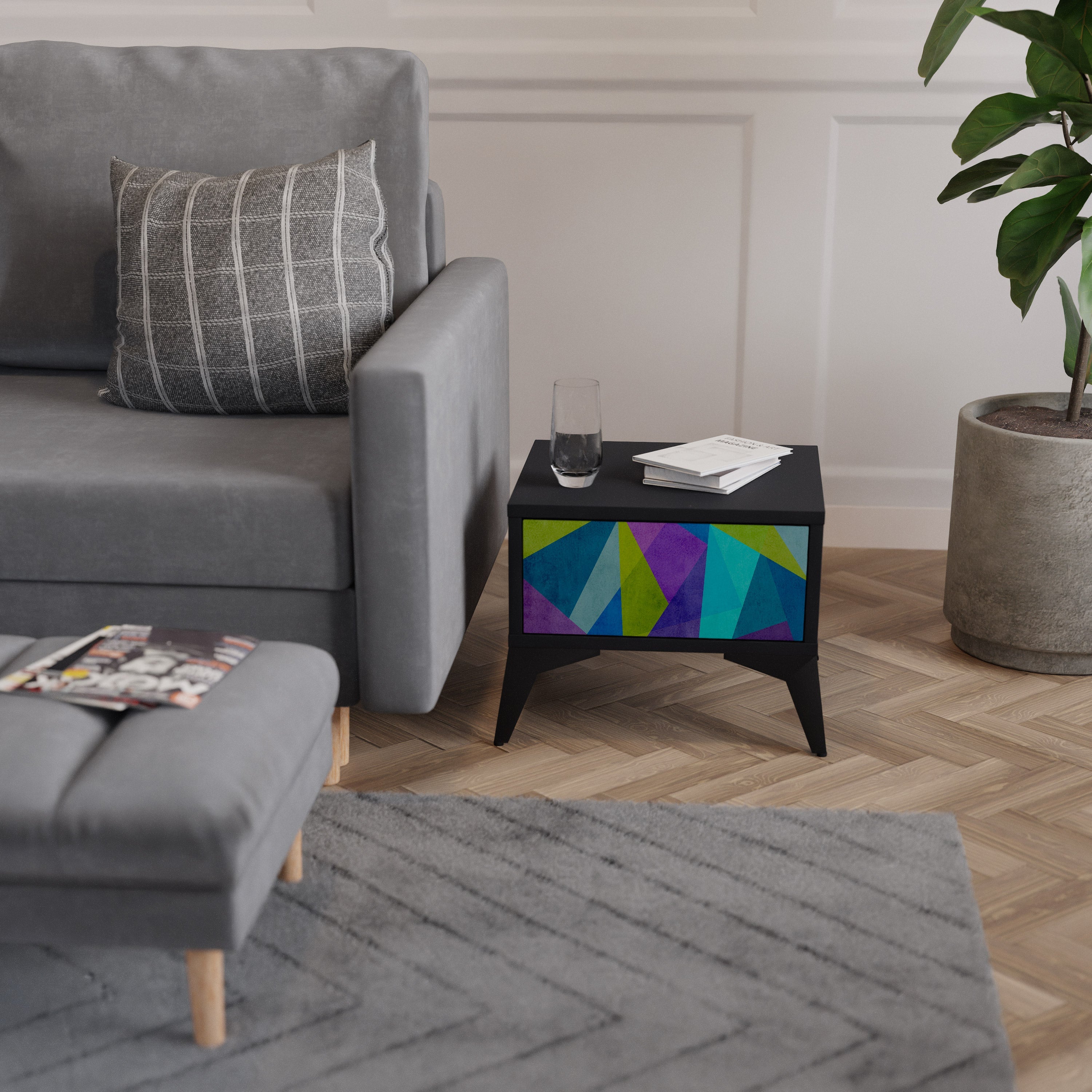 Table de chevet COLD SHOWCASE en finition noire