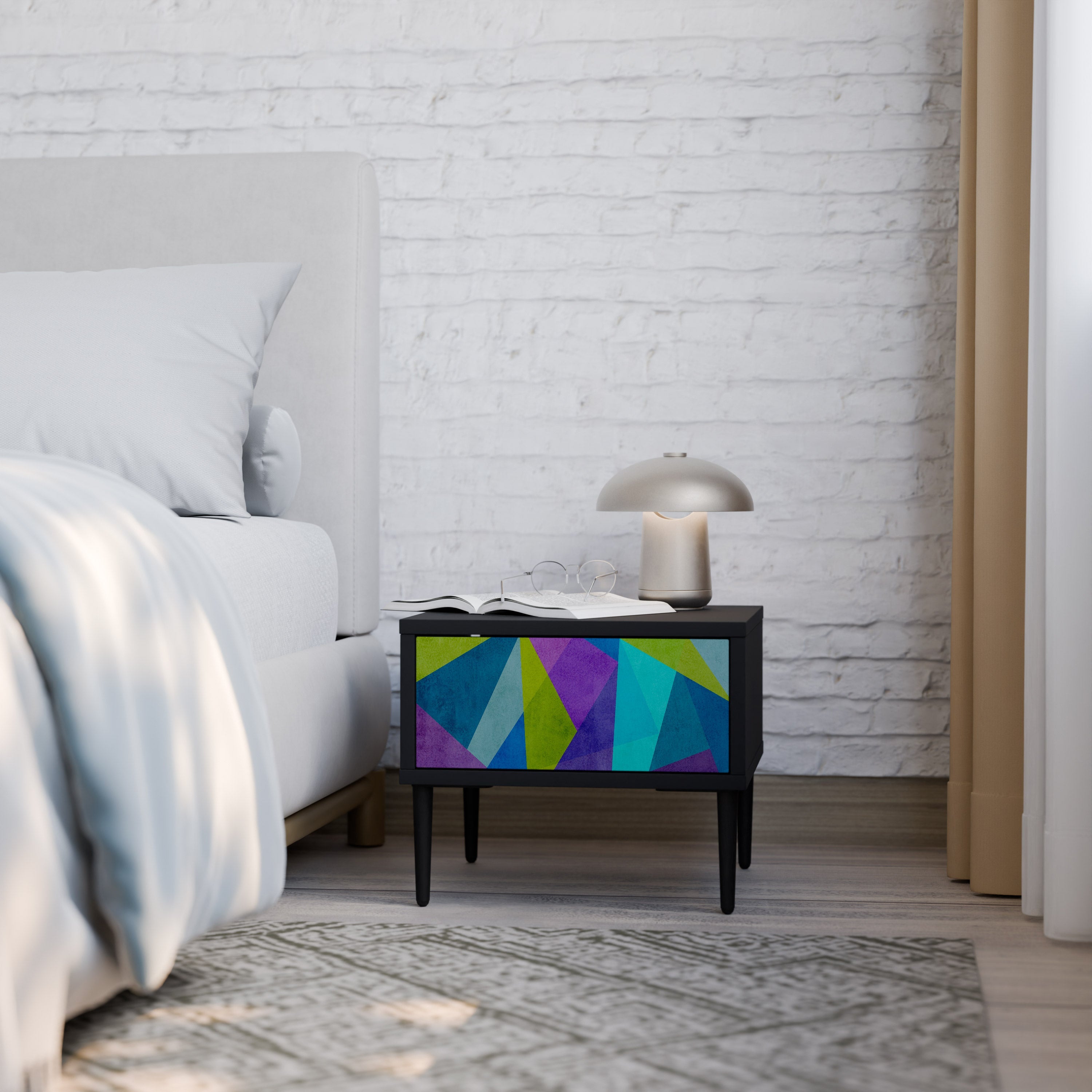 Table de chevet COLD SHOWCASE en finition noire