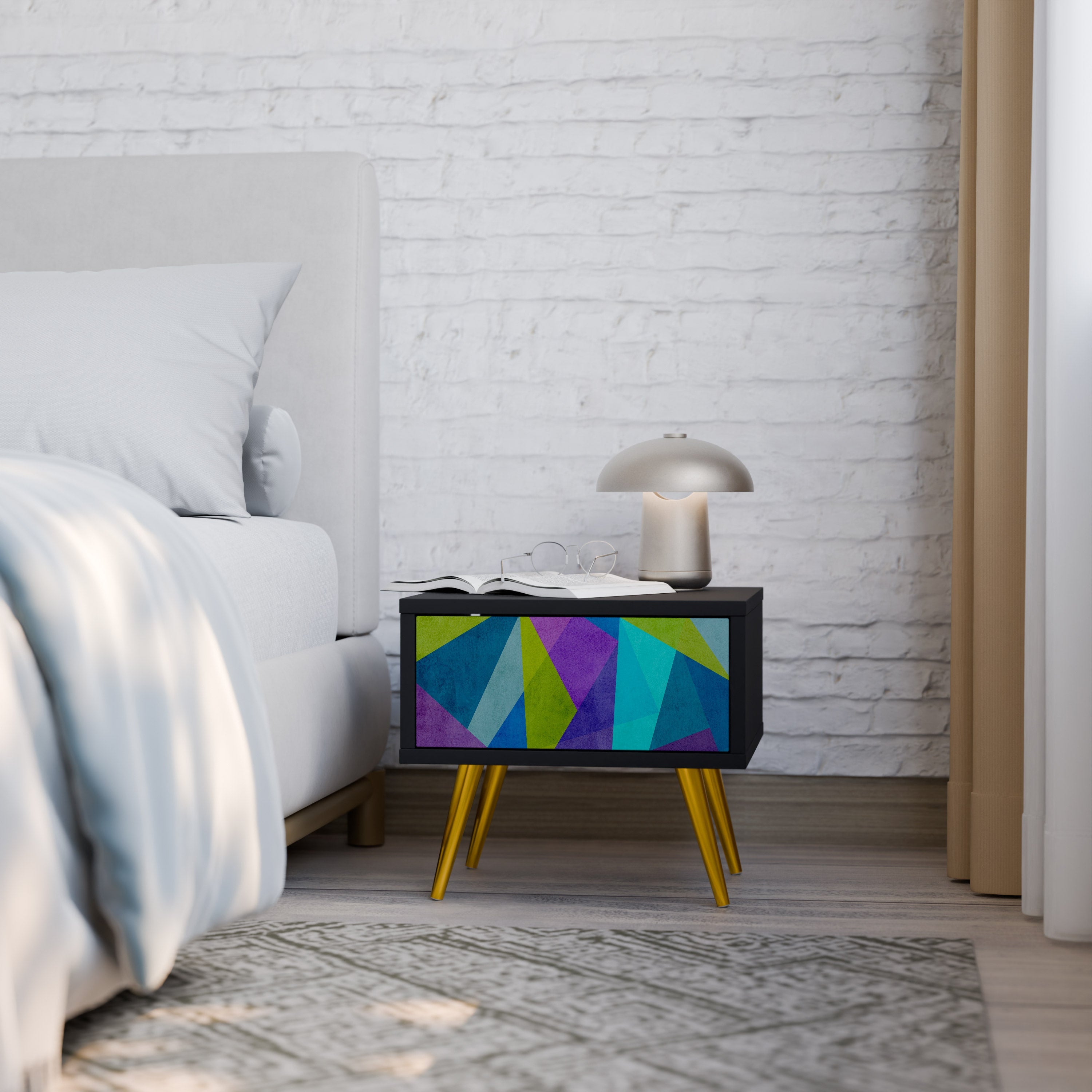 Table de chevet COLD SHOWCASE en finition noire