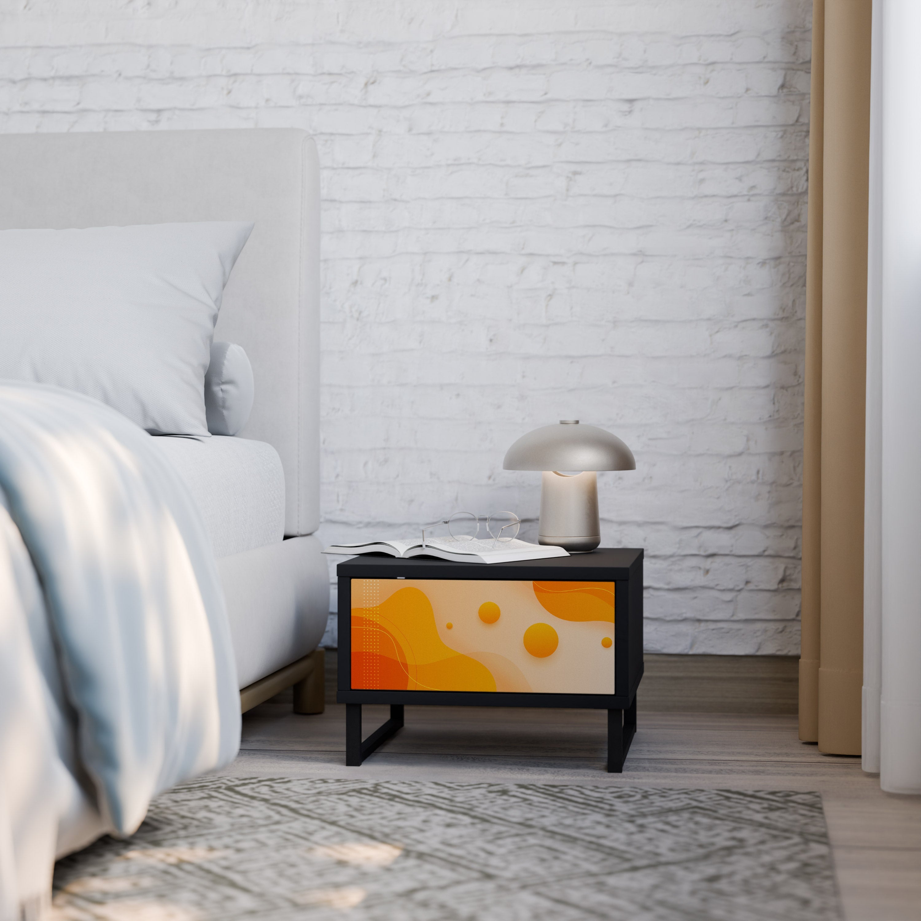 Table de chevet ORANGE ARRANGEMENT en finition noire