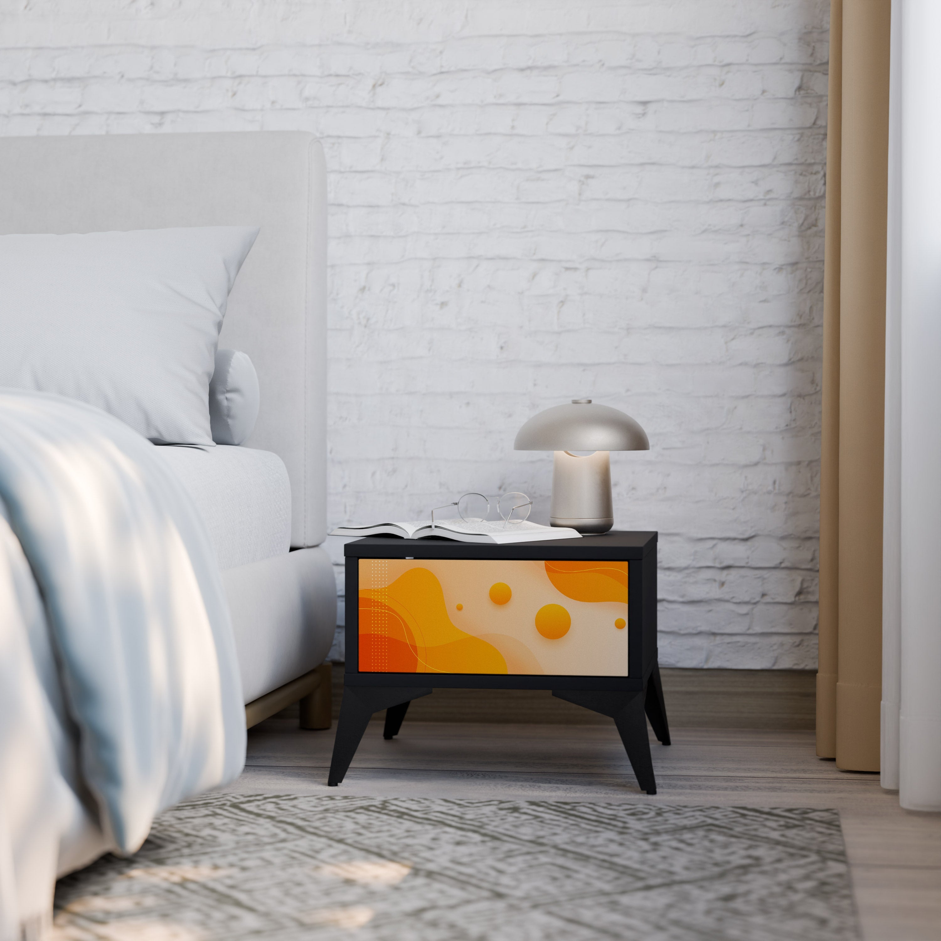 Table de chevet ORANGE ARRANGEMENT en finition noire