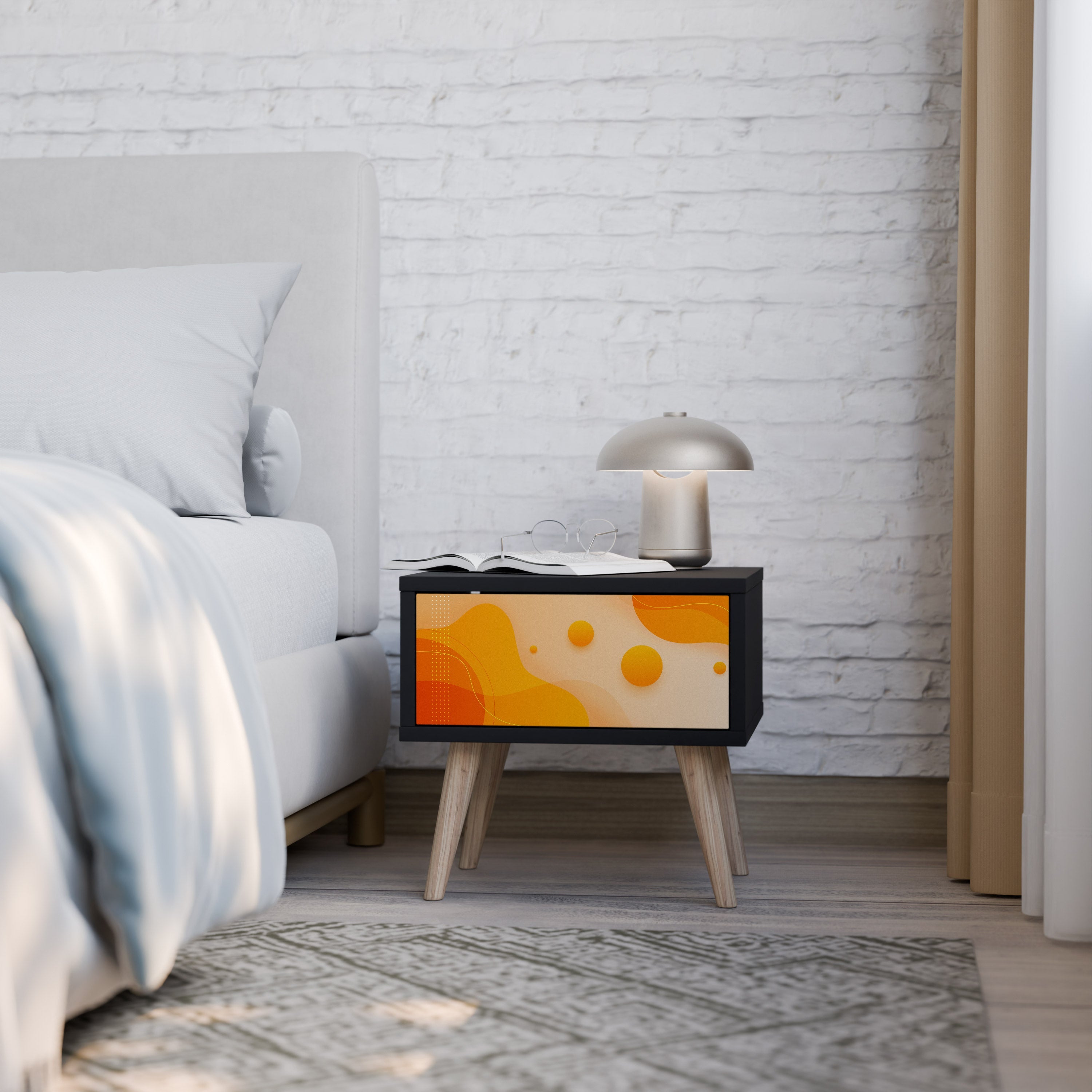 Table de chevet ORANGE ARRANGEMENT en finition noire