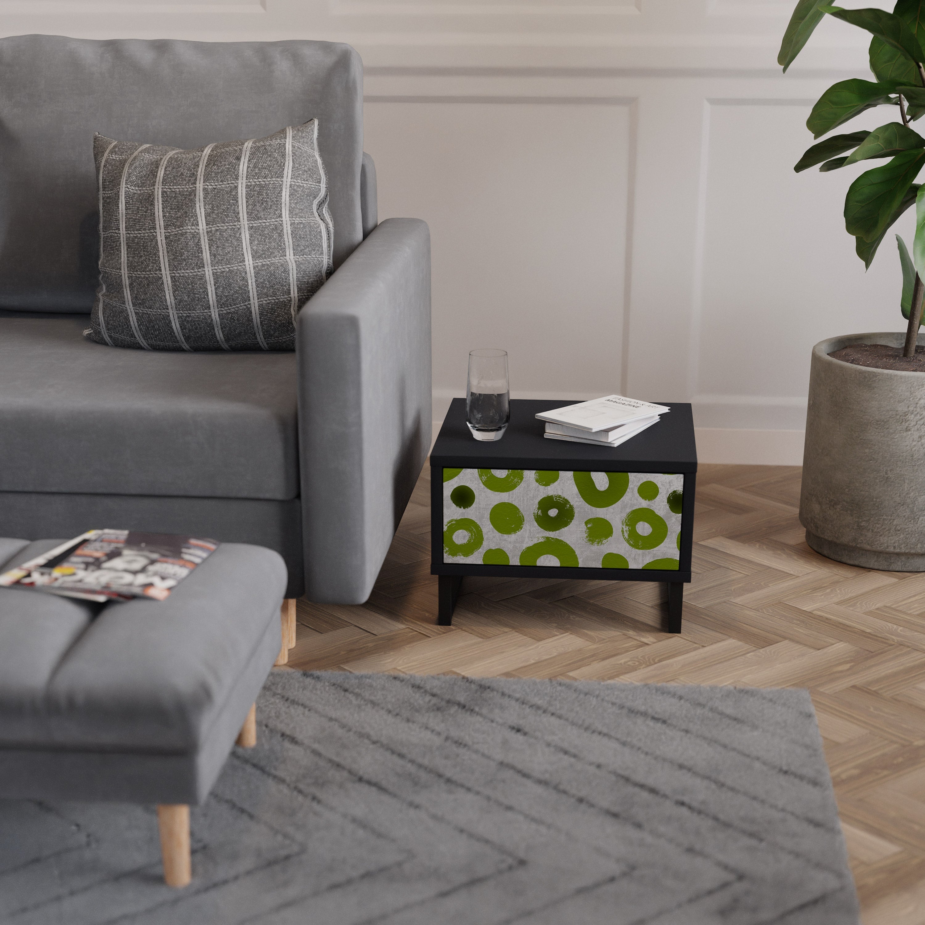 Table de chevet GREEN RHAPSODY en finition noire