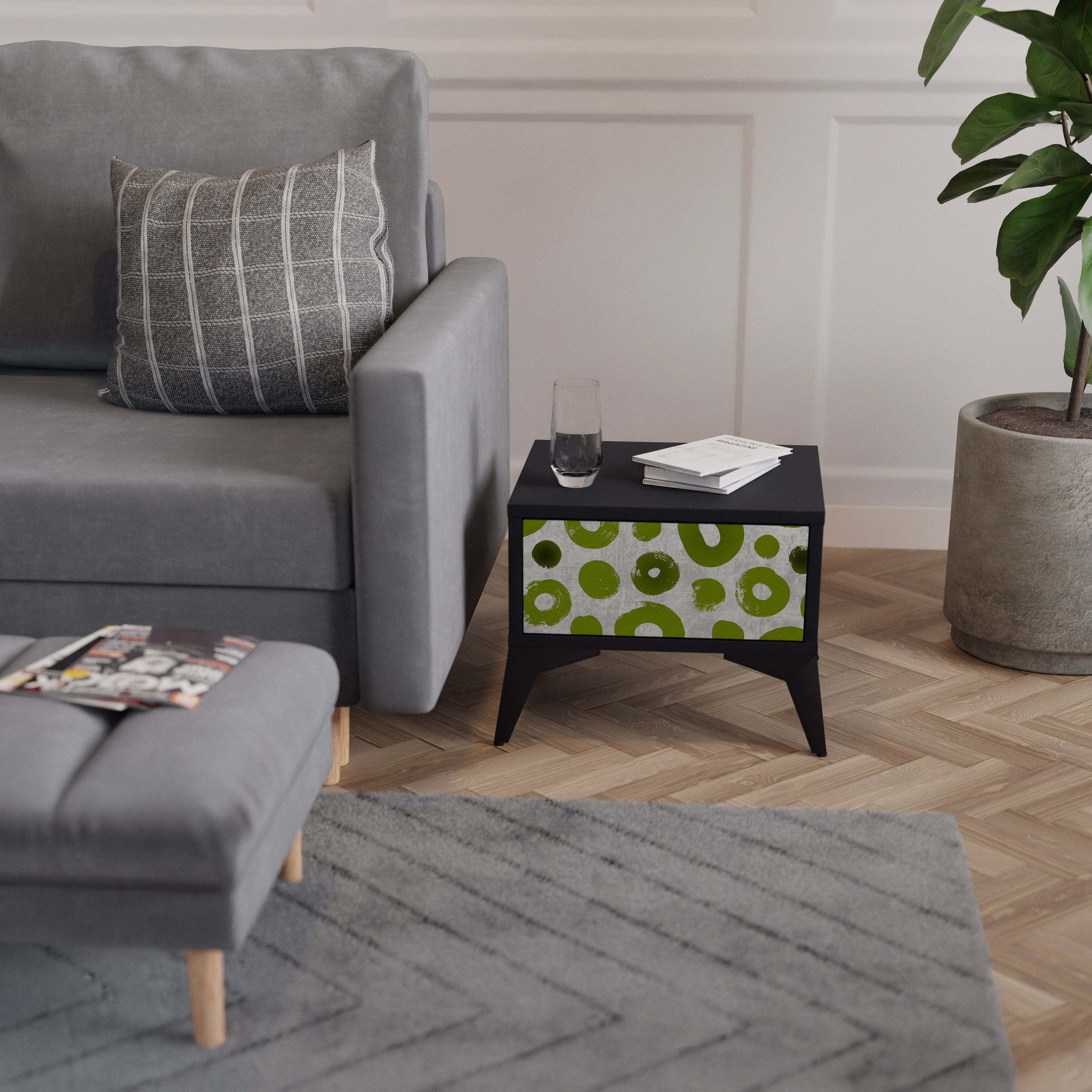 Table de chevet GREEN RHAPSODY en finition noire