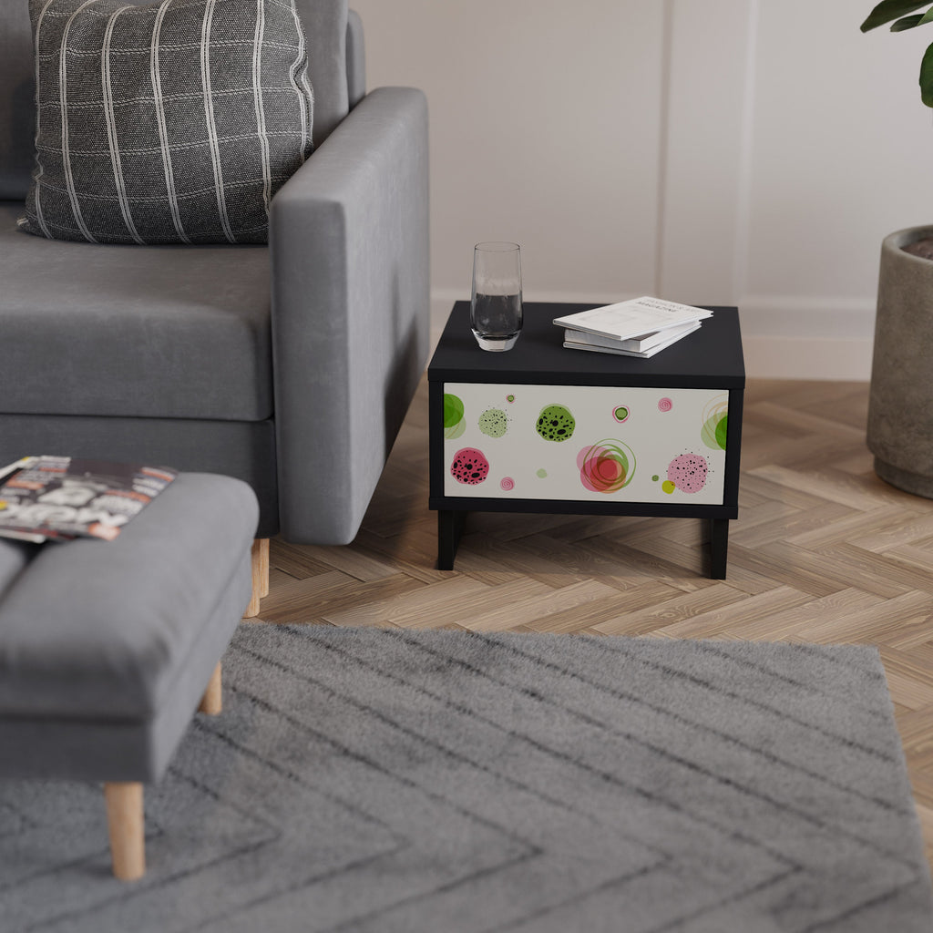 Table de chevet COLORFUL COSMOS en finition noire