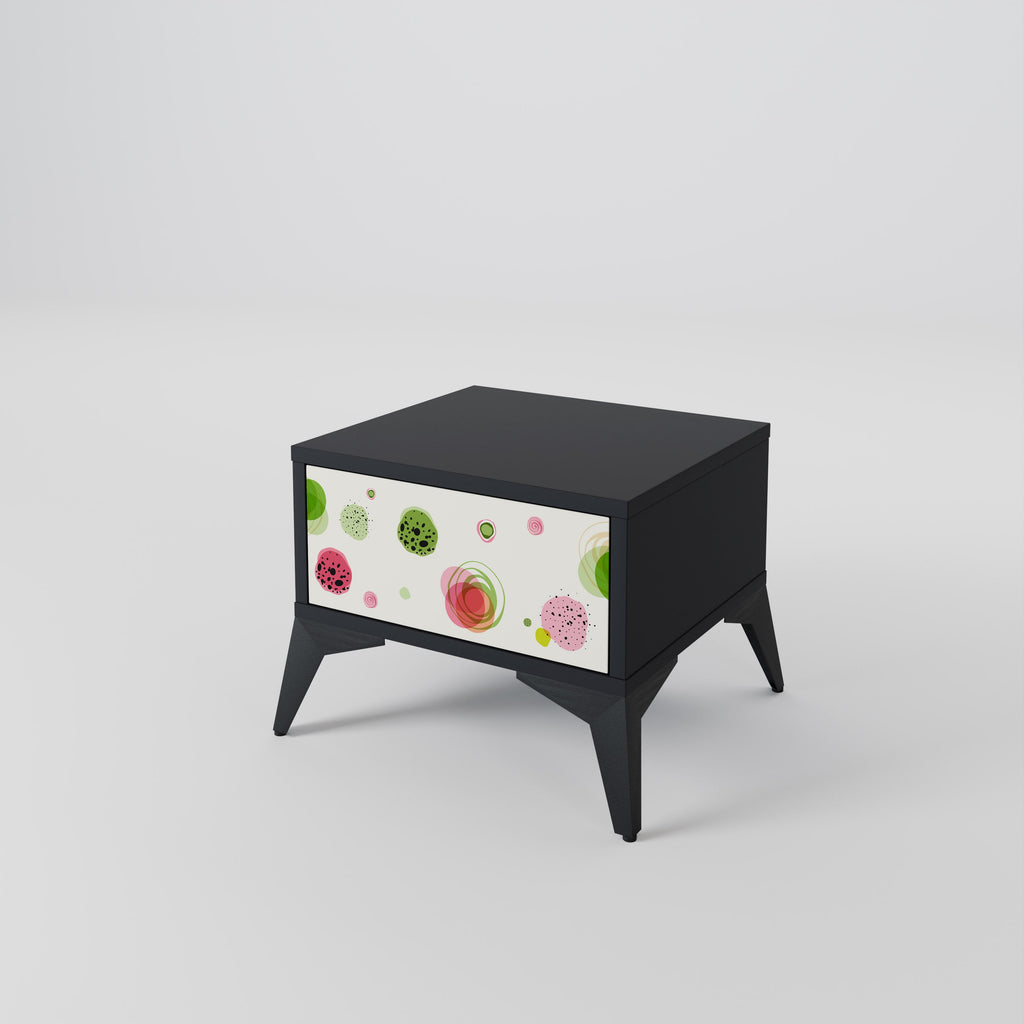 Table de chevet COLORFUL COSMOS en finition noire