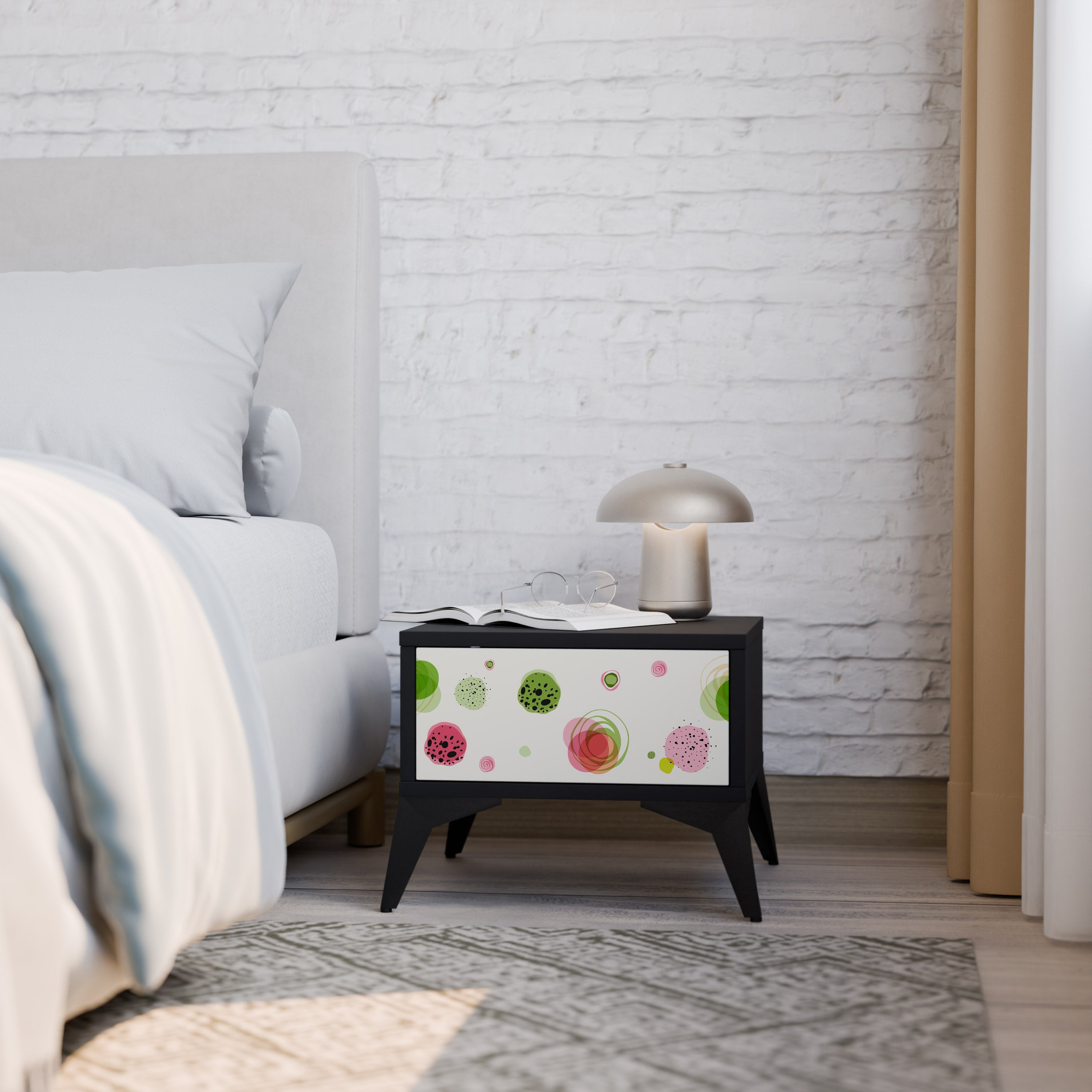 Table de chevet COLORFUL COSMOS en finition noire