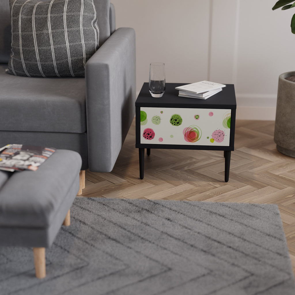 Table de chevet COLORFUL COSMOS en finition noire