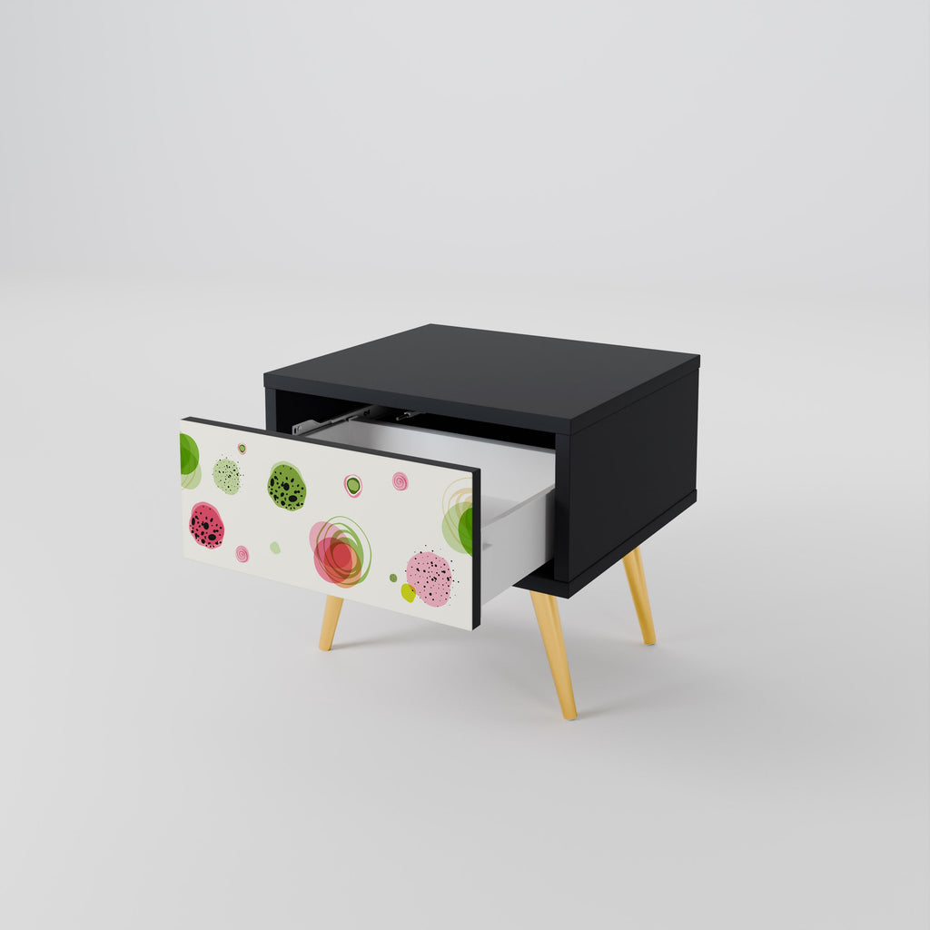 Table de chevet COLORFUL COSMOS en finition noire