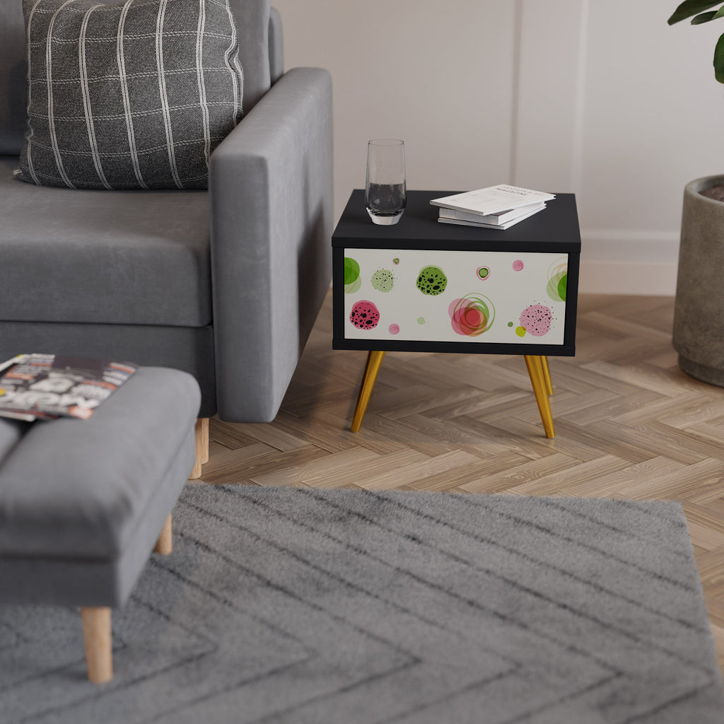 Table de chevet COLORFUL COSMOS en finition noire