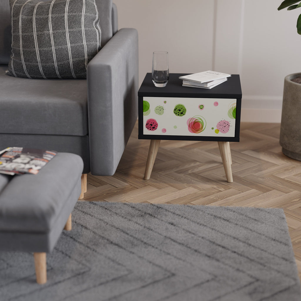 Table de chevet COLORFUL COSMOS en finition noire