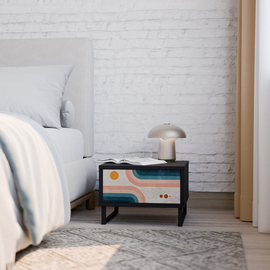 Table de chevet TWO HALVES en finition noire