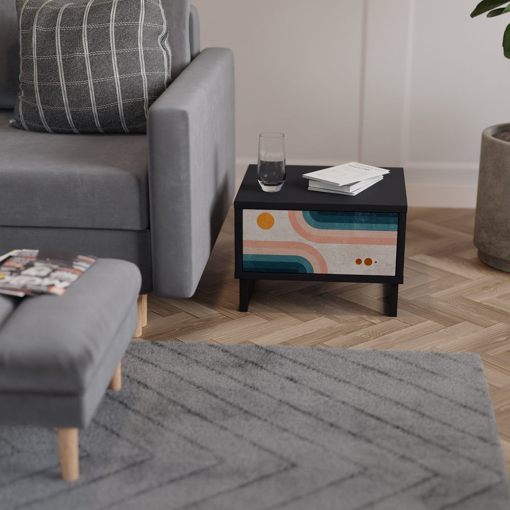 Table de chevet TWO HALVES en finition noire