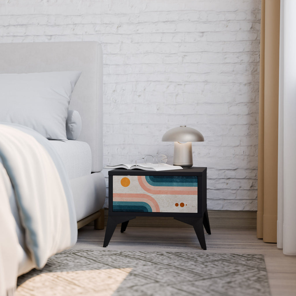 Table de chevet TWO HALVES en finition noire