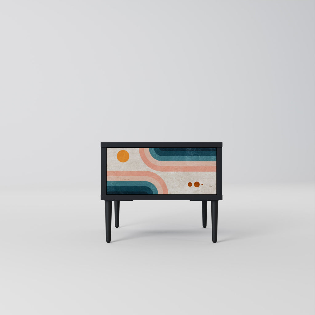 Table de chevet TWO HALVES en finition noire