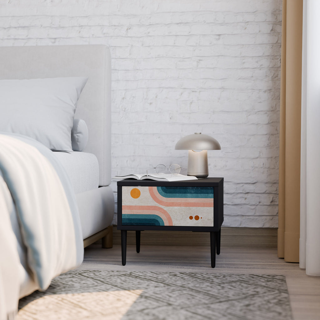 Table de chevet TWO HALVES en finition noire