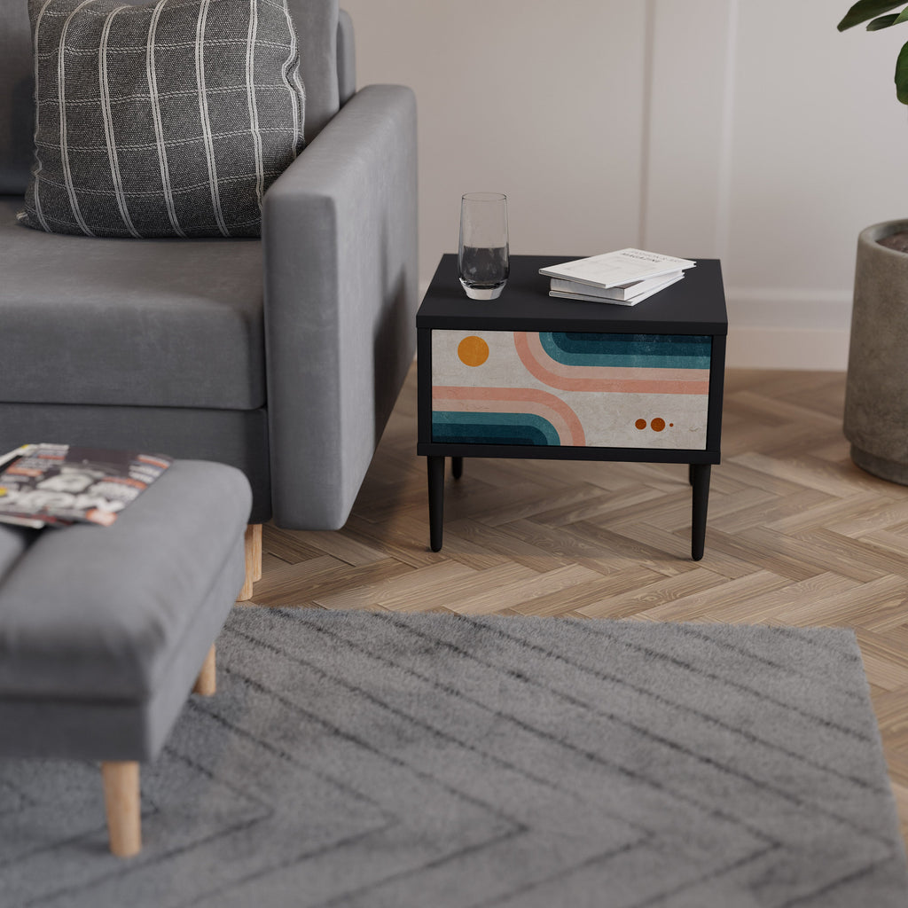 Table de chevet TWO HALVES en finition noire