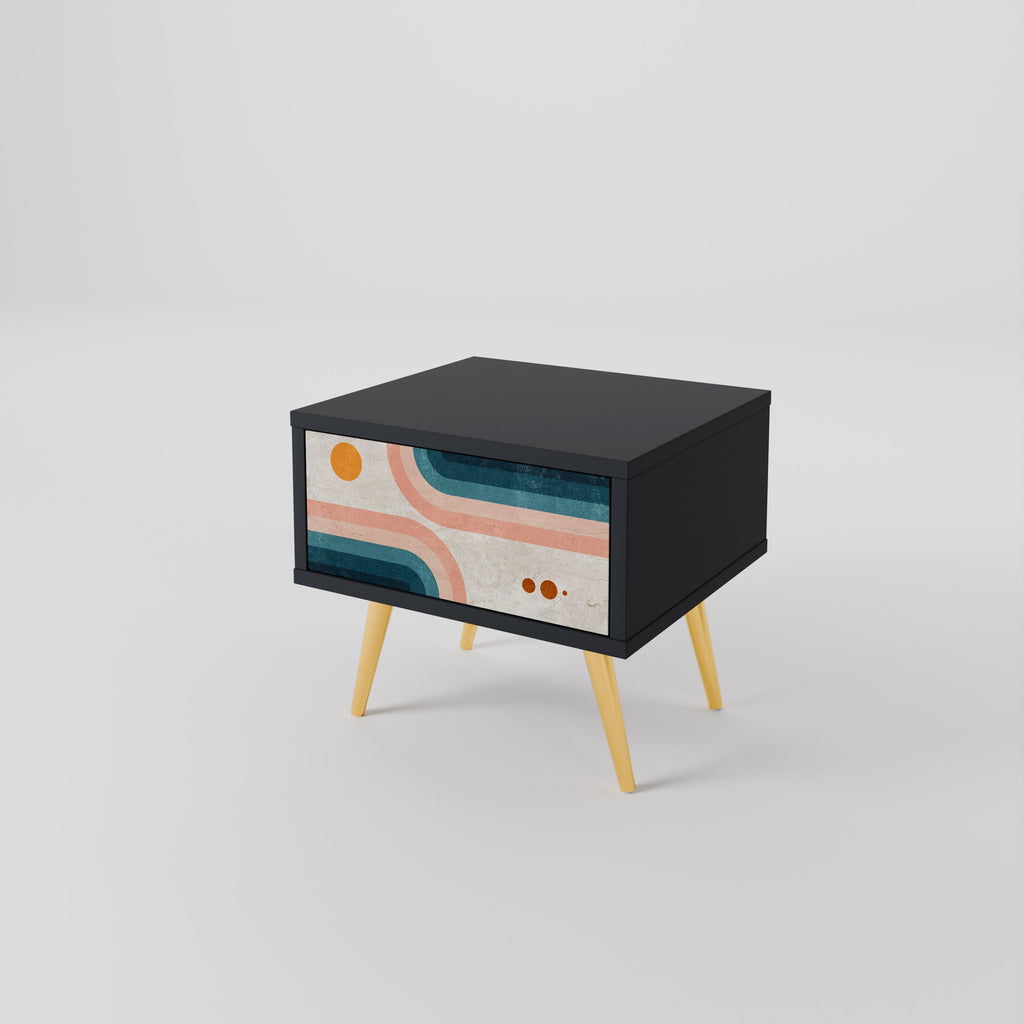 Table de chevet TWO HALVES en finition noire