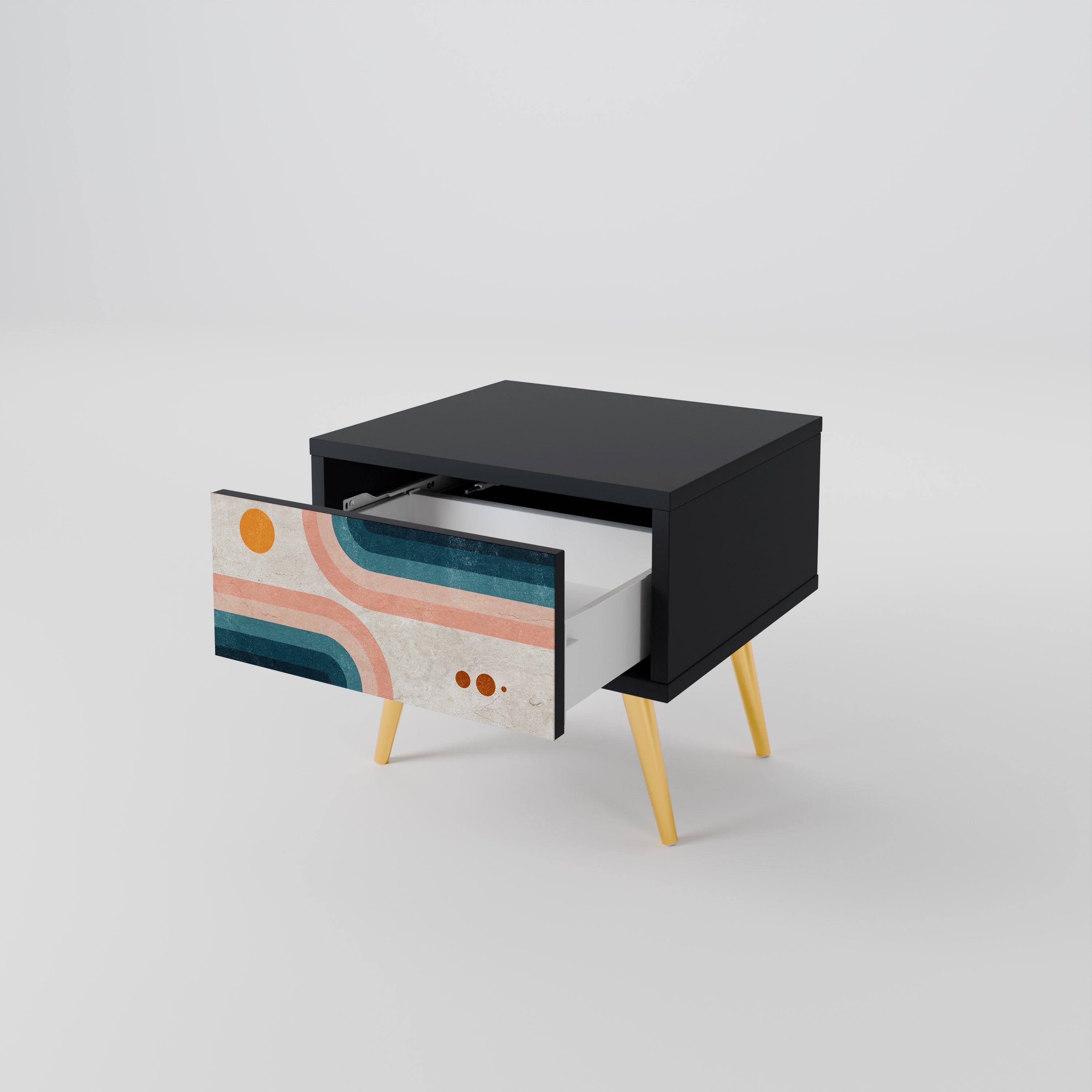 Table de chevet TWO HALVES en finition noire