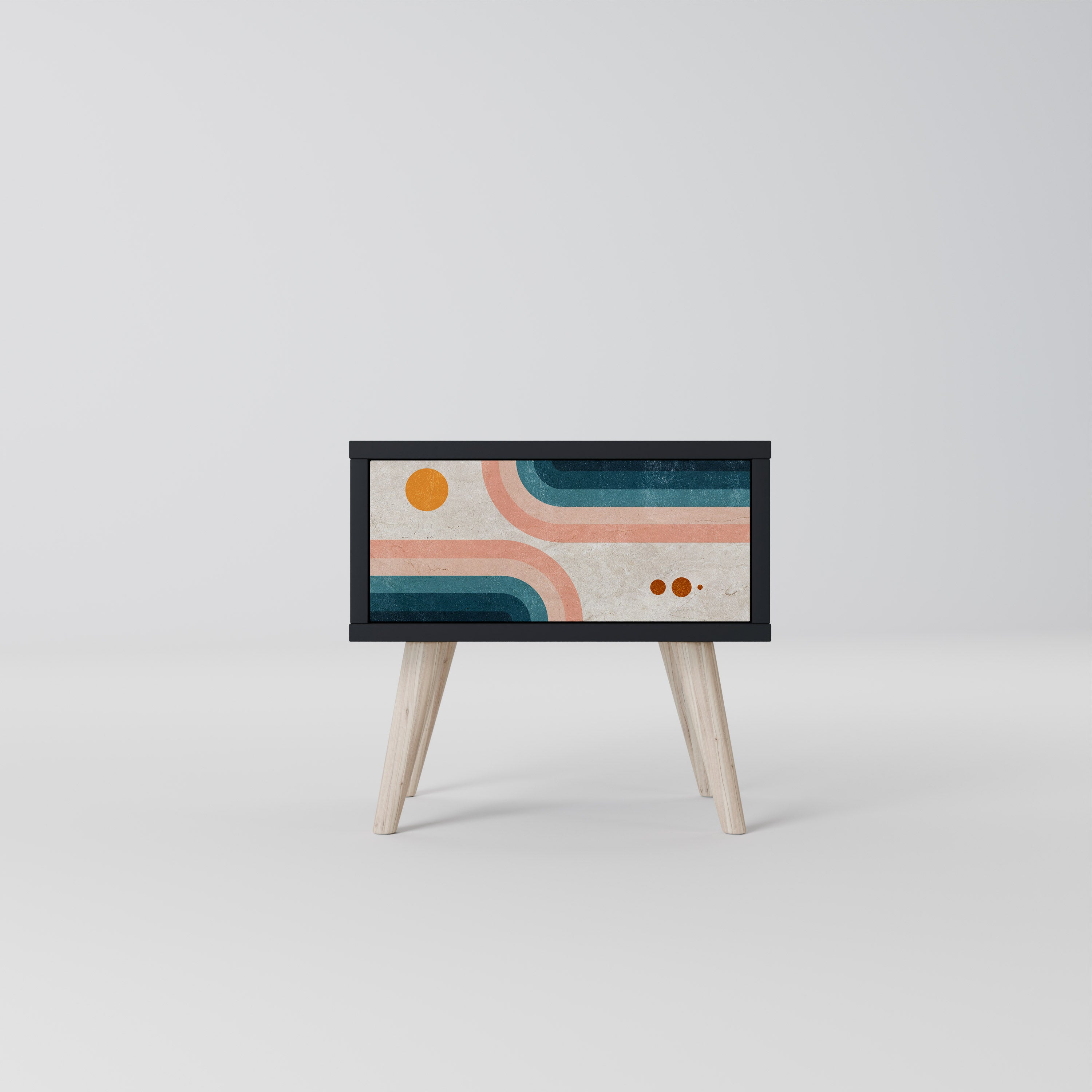 Table de chevet TWO HALVES en finition noire