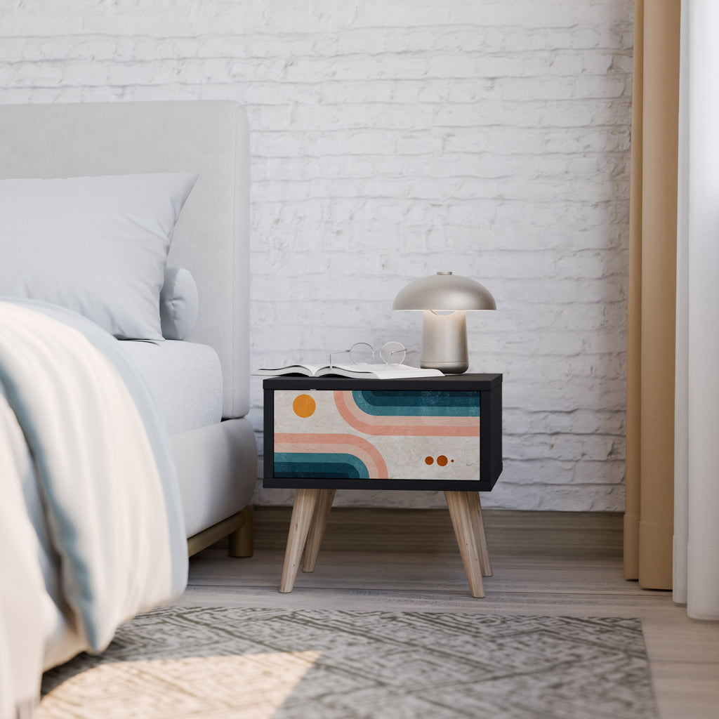 Table de chevet TWO HALVES en finition noire