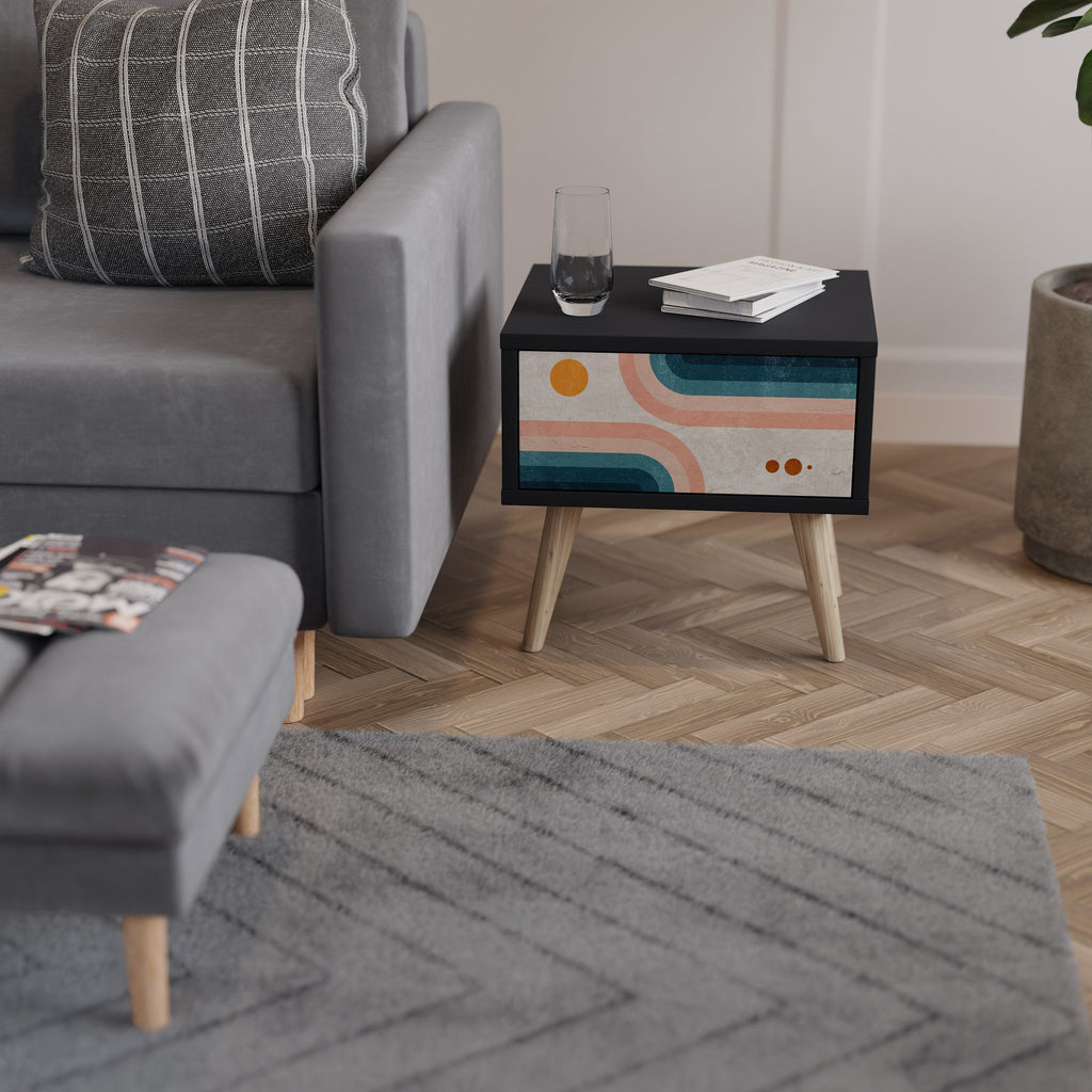 Table de chevet TWO HALVES en finition noire