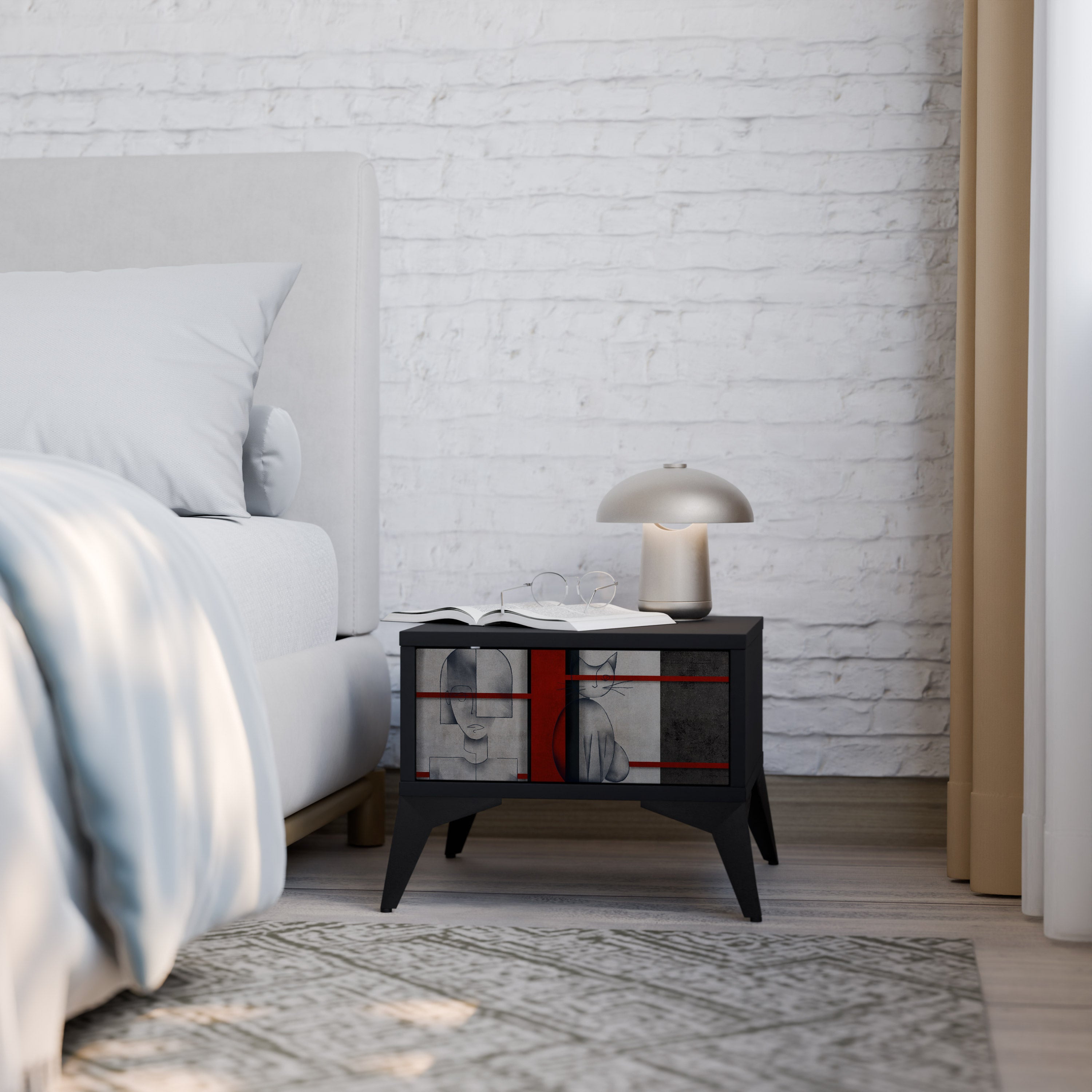 Table de chevet GRAY FIGURES en finition noire