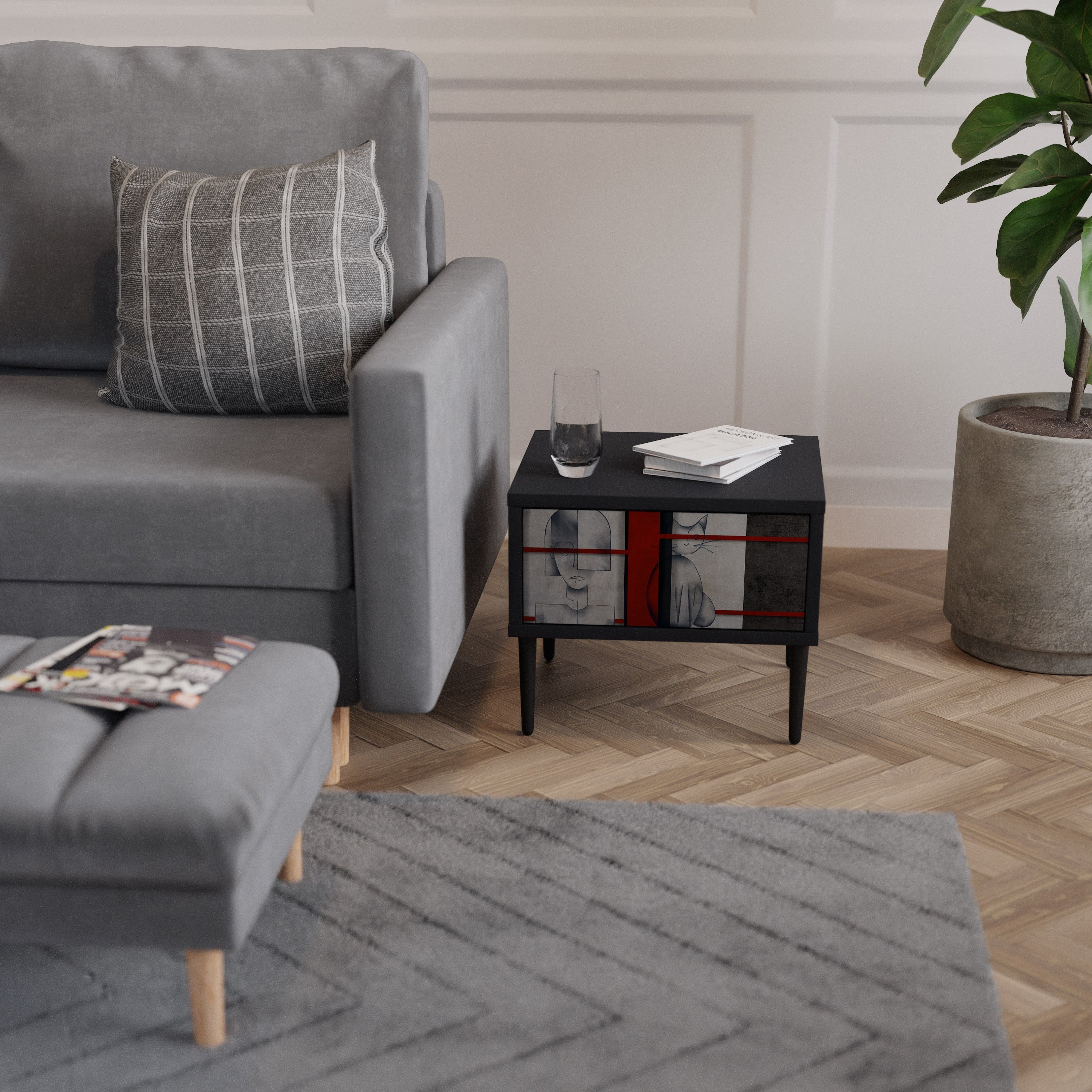 Table de chevet GRAY FIGURES en finition noire