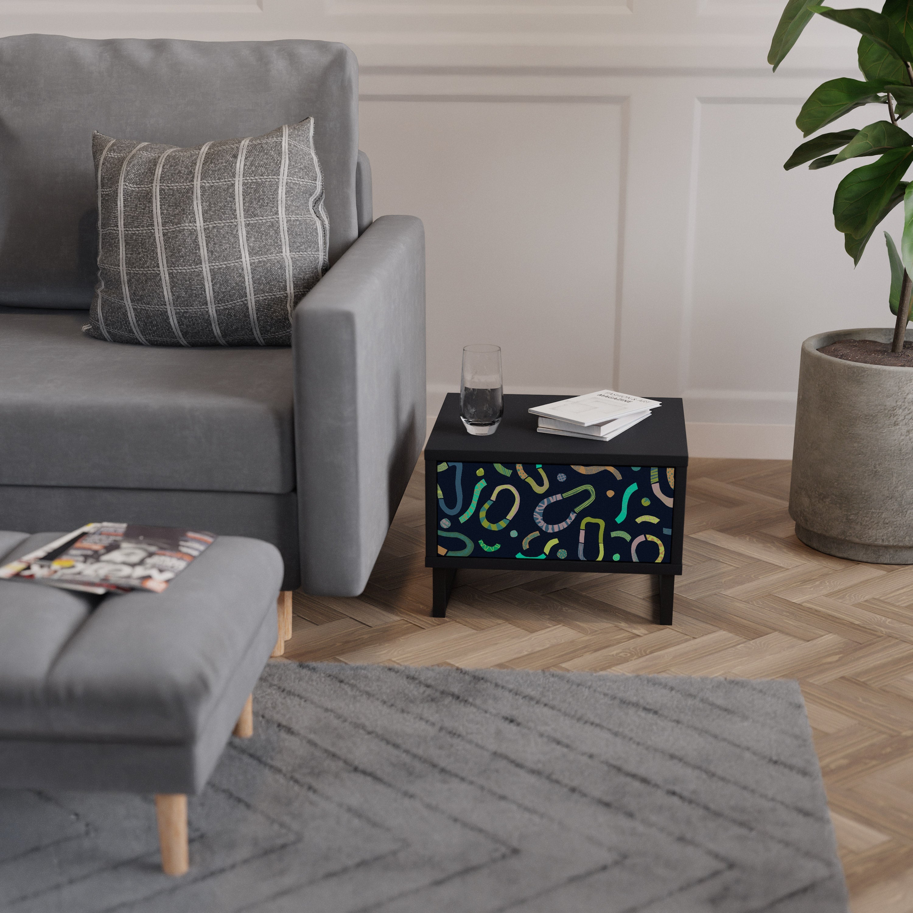 Table de chevet CONTRAST DANCE en finition noire