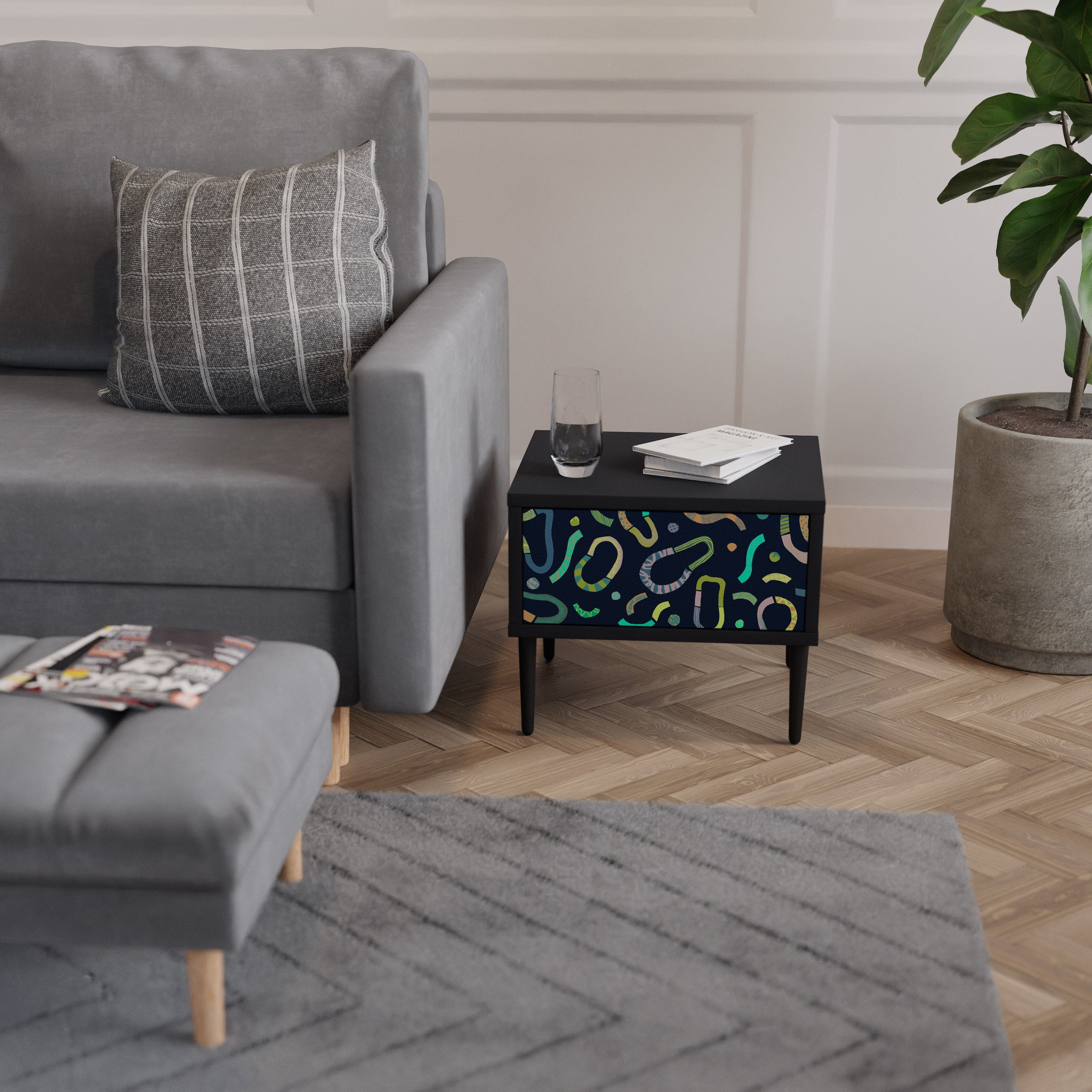 Table de chevet CONTRAST DANCE en finition noire