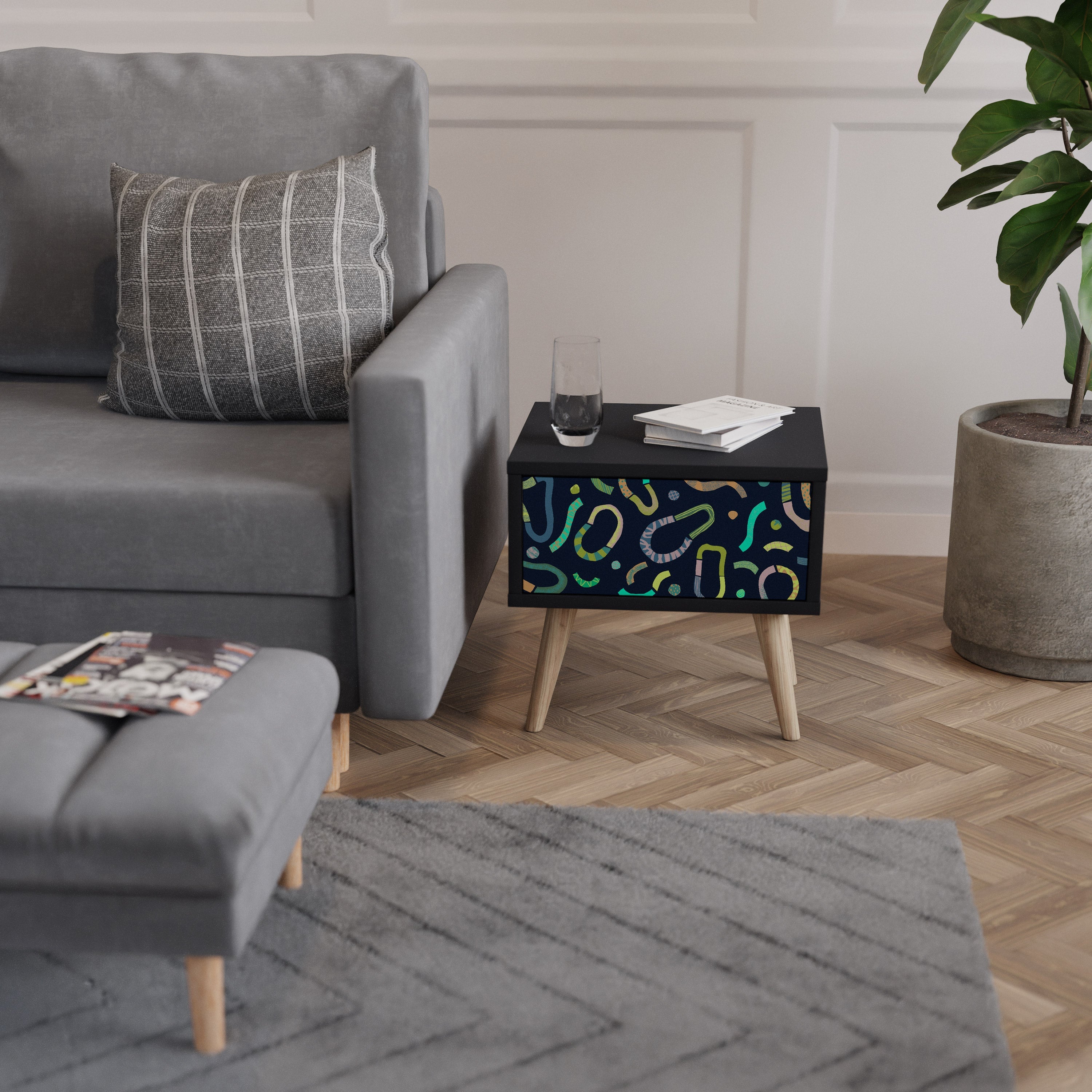 Table de chevet CONTRAST DANCE en finition noire