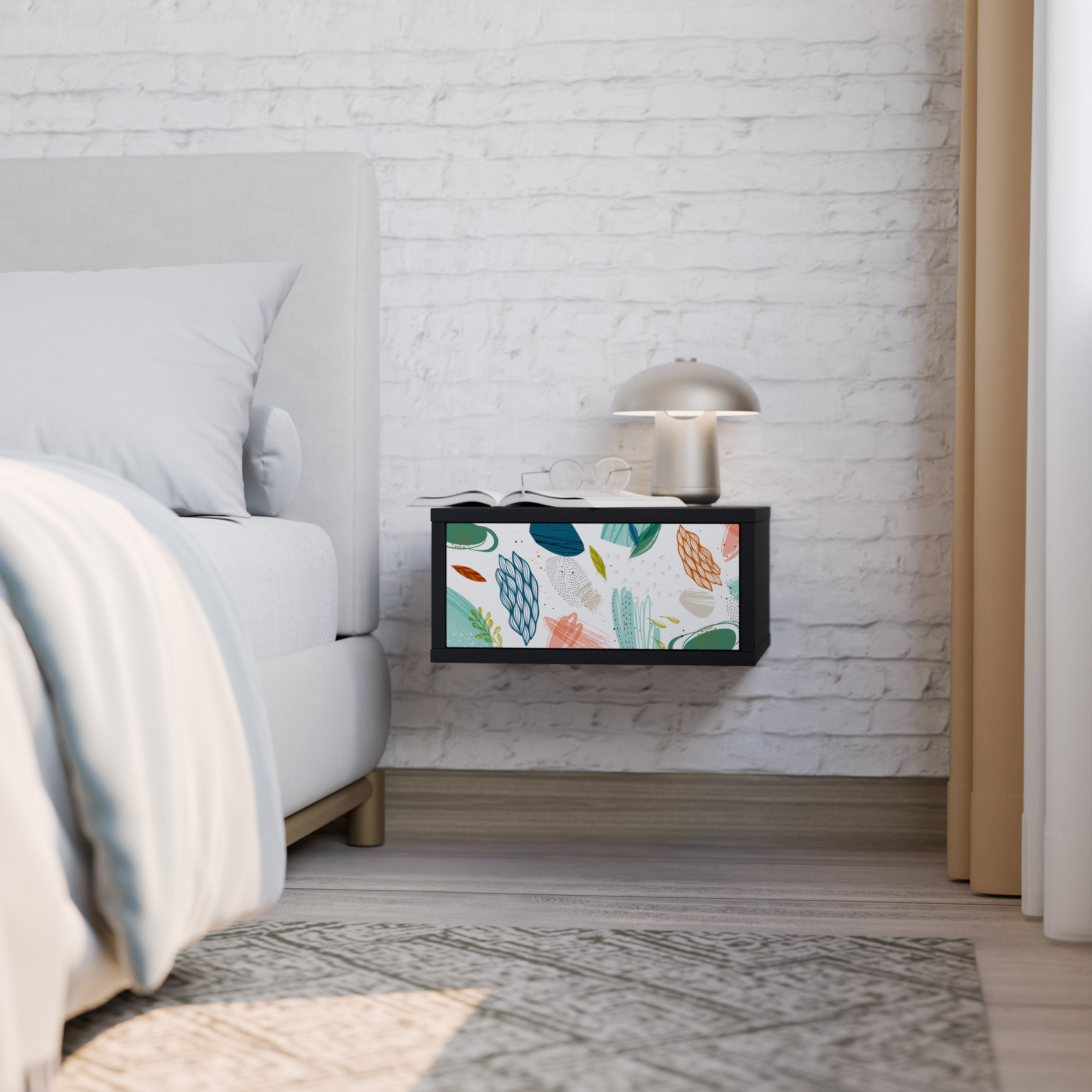 Table de chevet BOTANICAL HURRICANE en finition noire