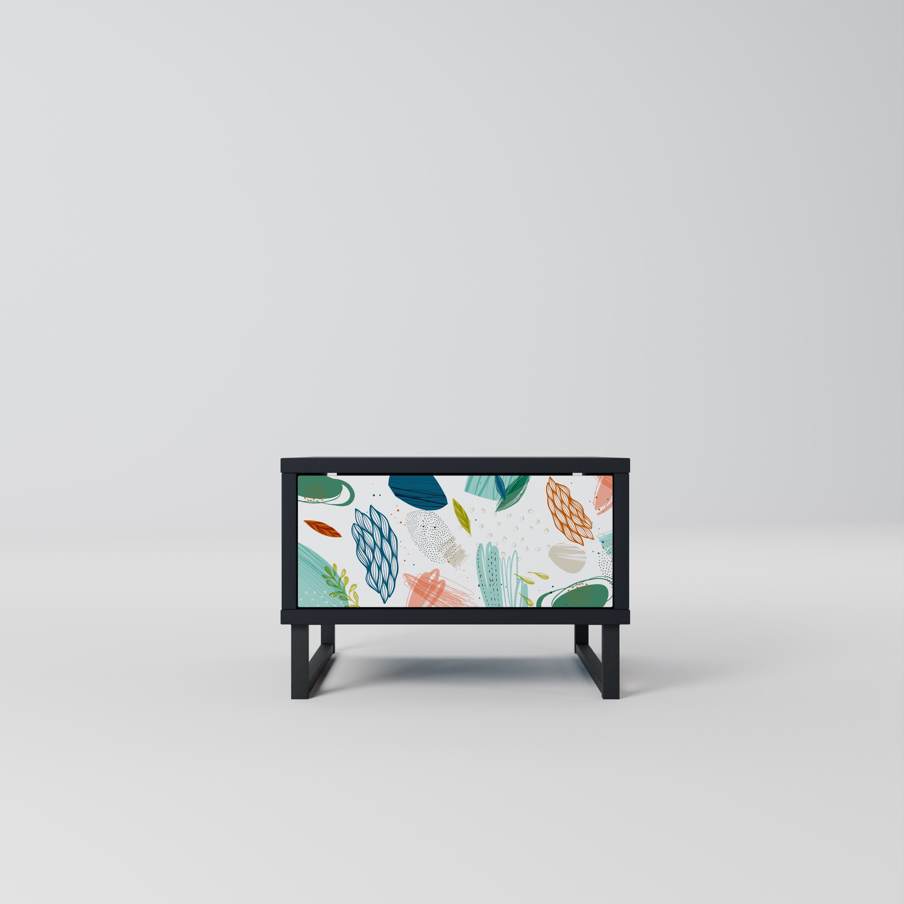 Table de chevet BOTANICAL HURRICANE en finition noire