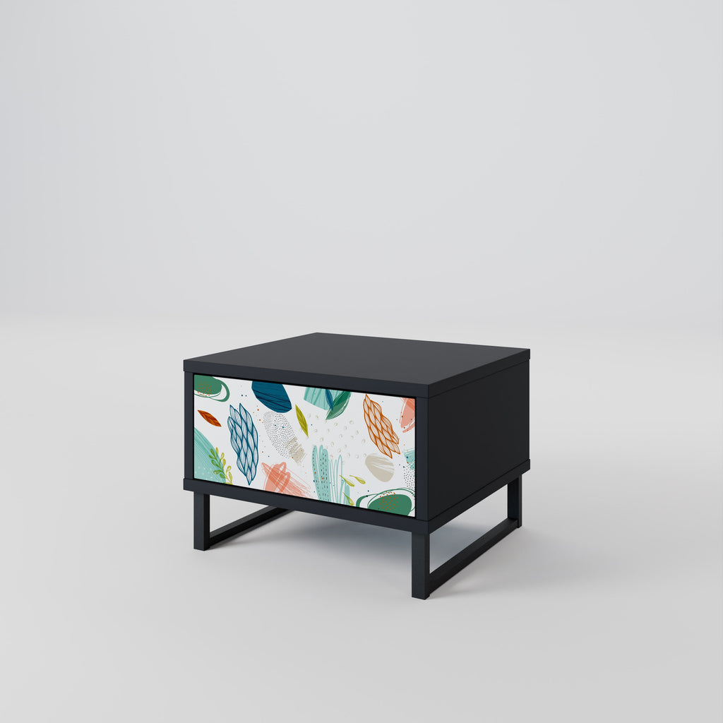 Table de chevet BOTANICAL HURRICANE en finition noire