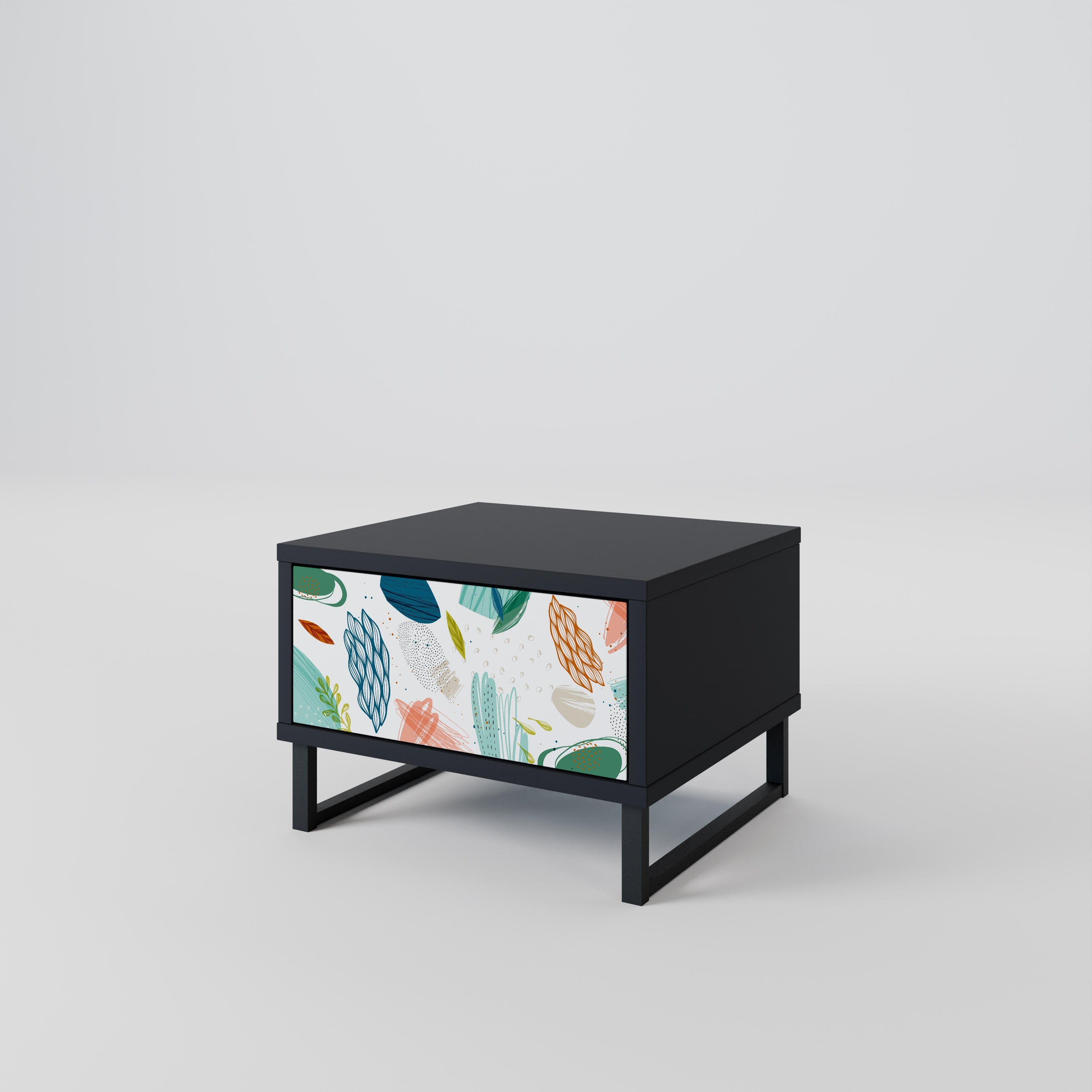 Table de chevet BOTANICAL HURRICANE en finition noire