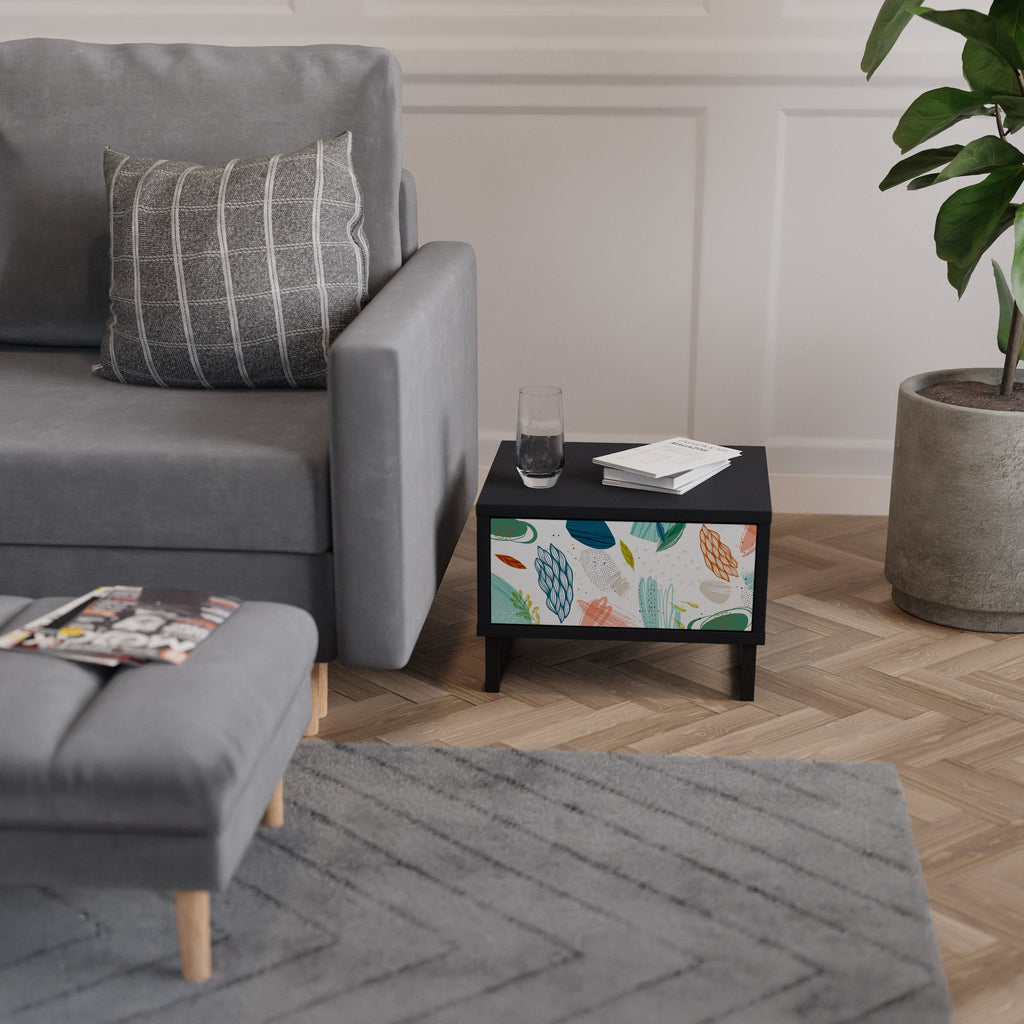 Table de chevet BOTANICAL HURRICANE en finition noire