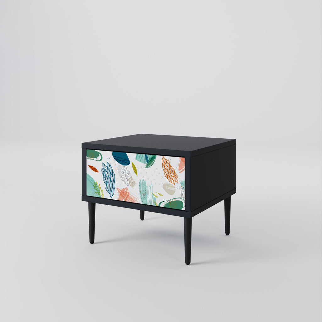 Table de chevet BOTANICAL HURRICANE en finition noire
