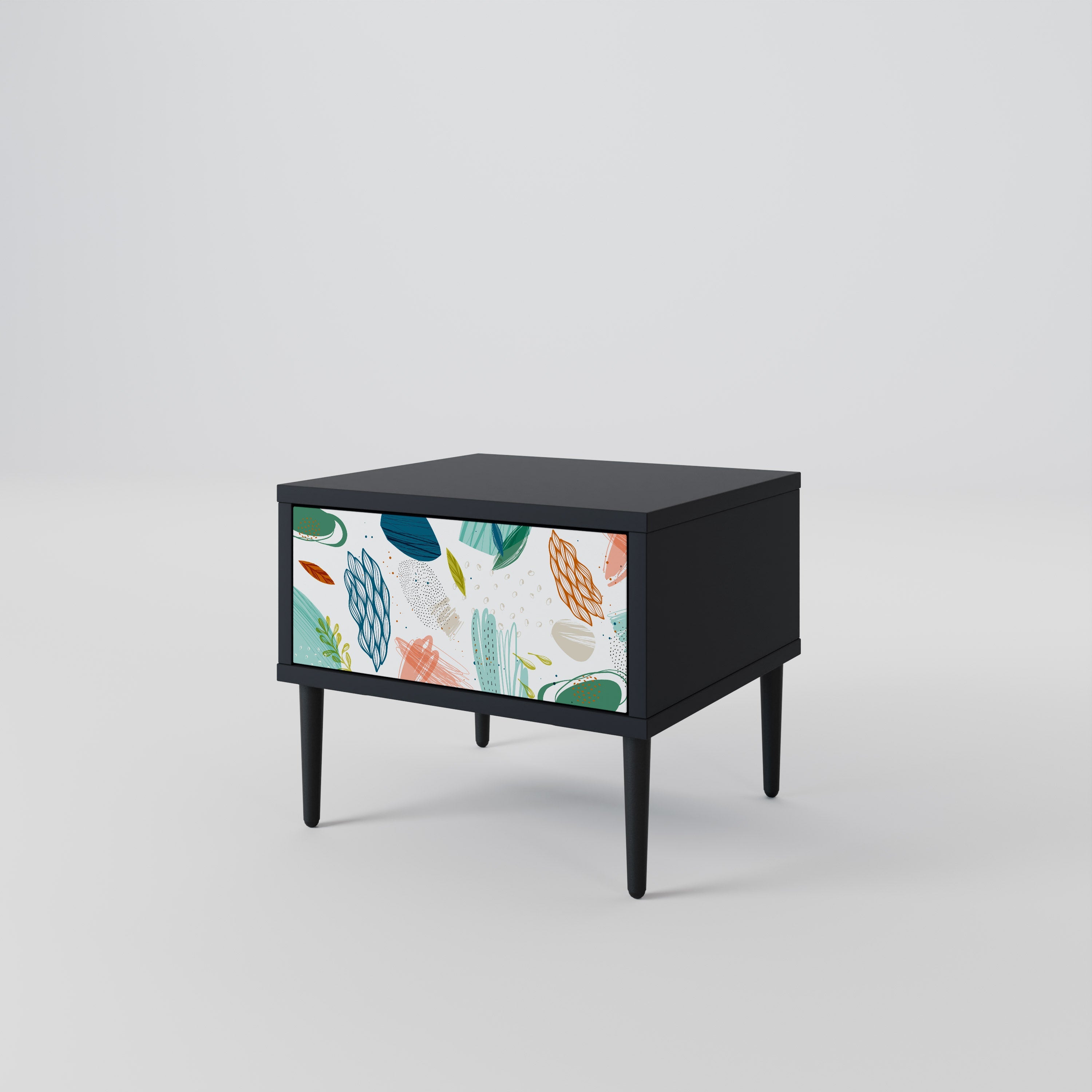 Table de chevet BOTANICAL HURRICANE en finition noire