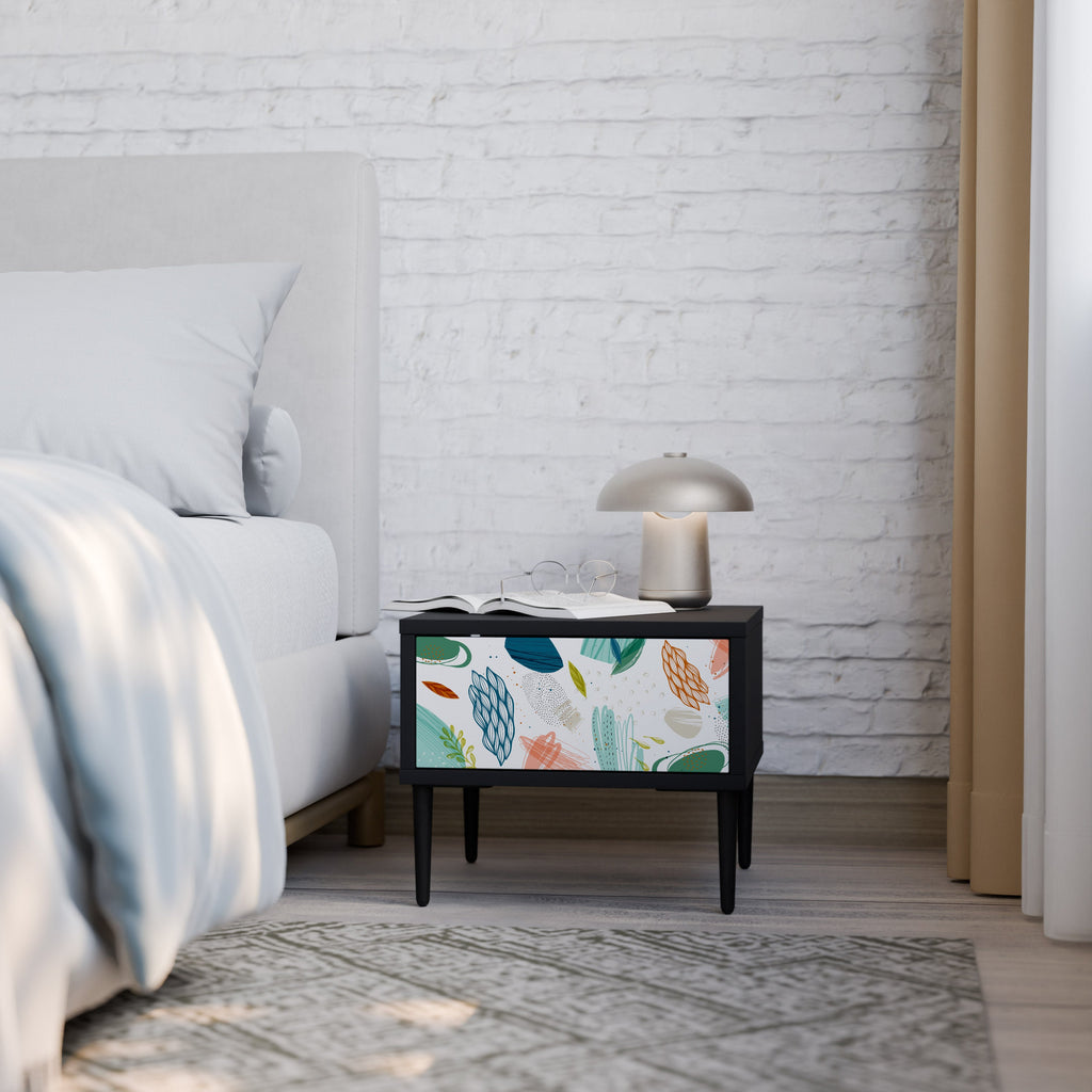 Table de chevet BOTANICAL HURRICANE en finition noire