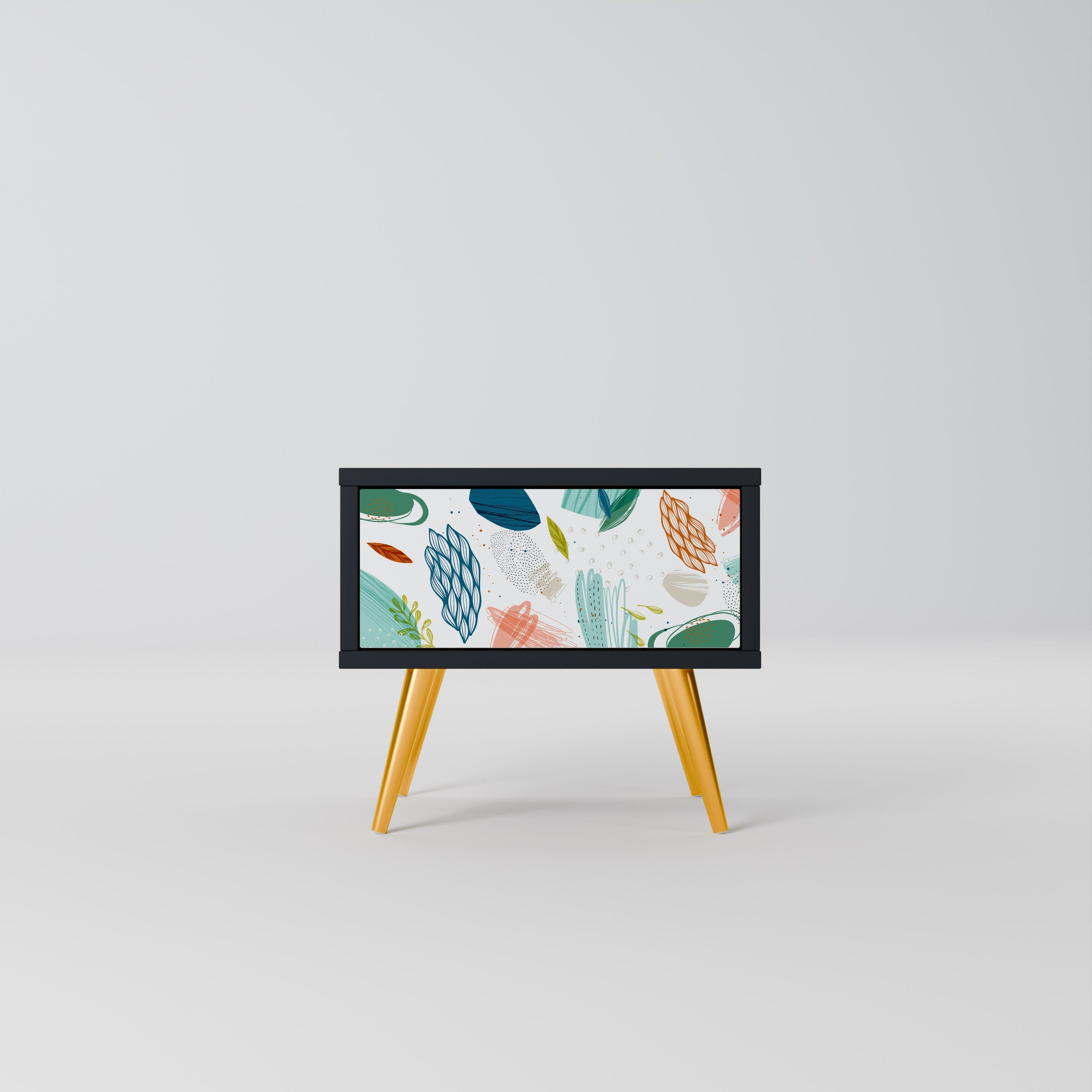 Table de chevet BOTANICAL HURRICANE en finition noire