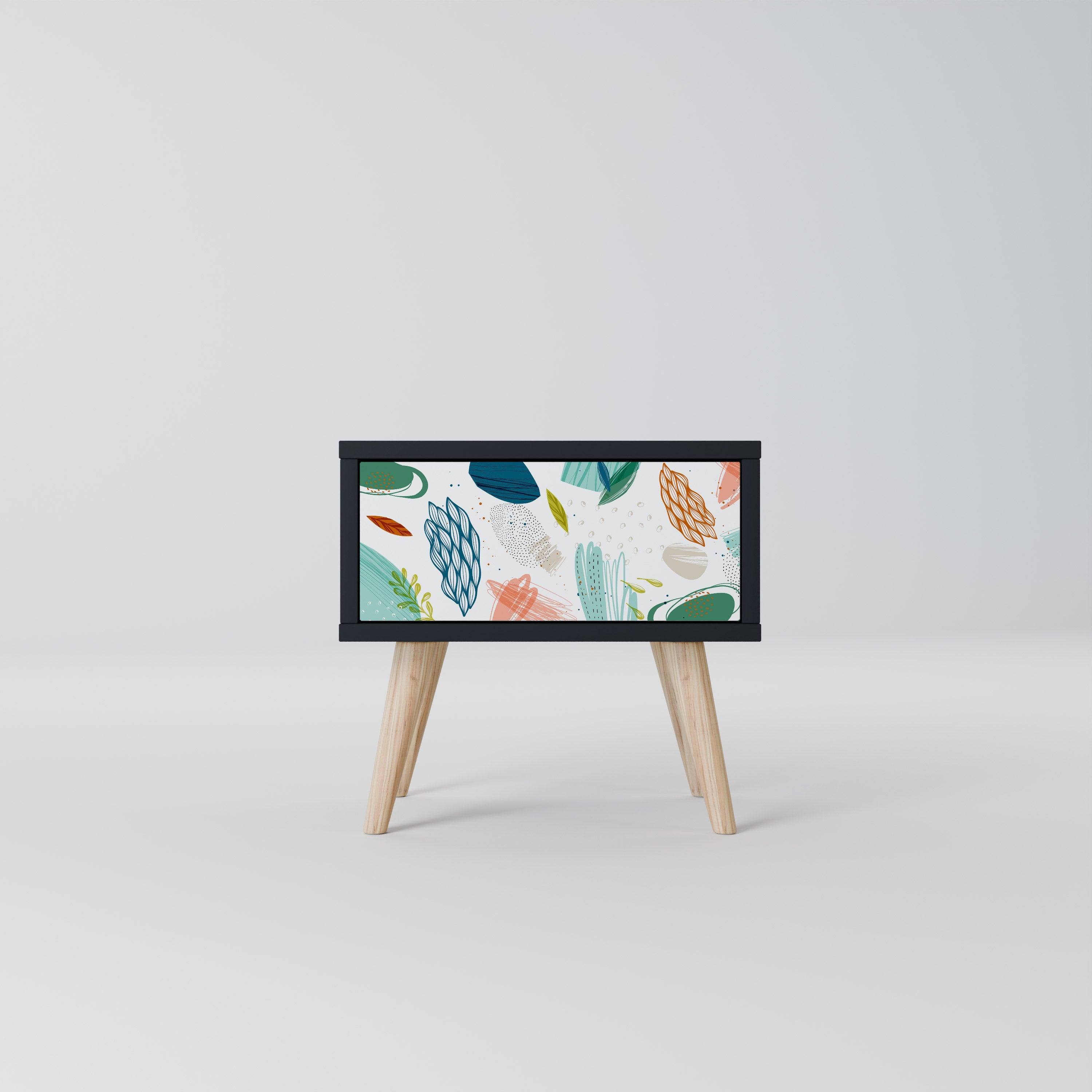 Table de chevet BOTANICAL HURRICANE en finition noire