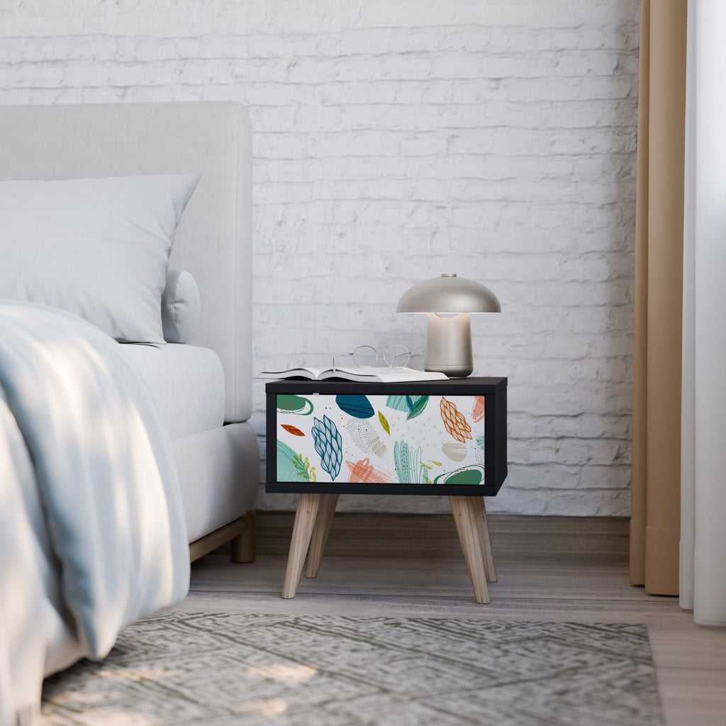 Table de chevet BOTANICAL HURRICANE en finition noire