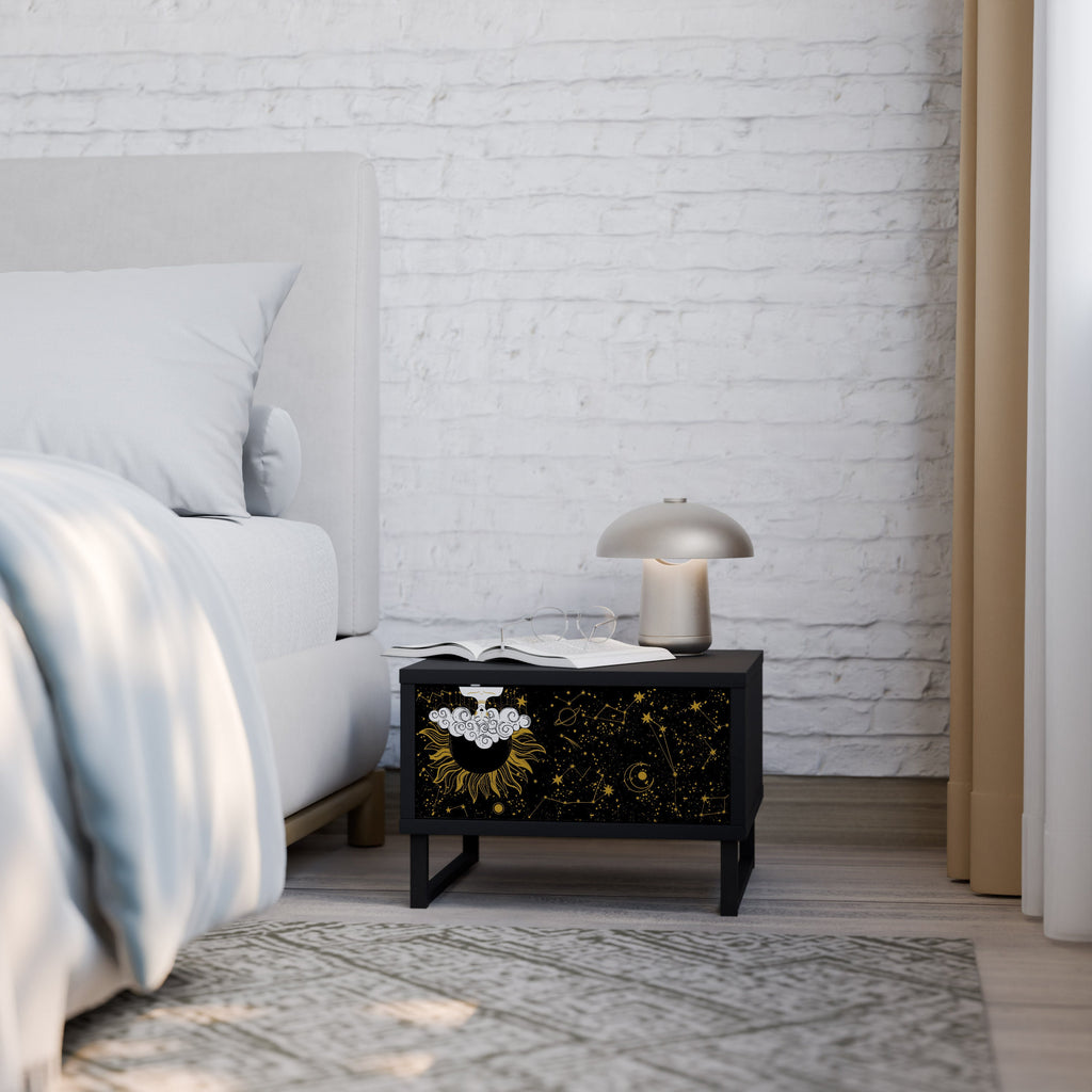 Table de chevet STELLAR CONSTELLATIONS en finition noire