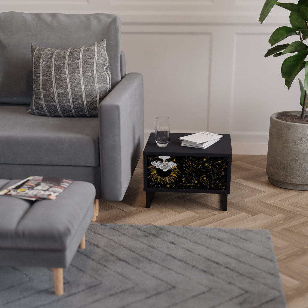 Table de chevet STELLAR CONSTELLATIONS en finition noire