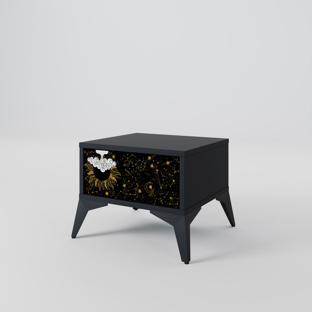Table de chevet STELLAR CONSTELLATIONS en finition noire