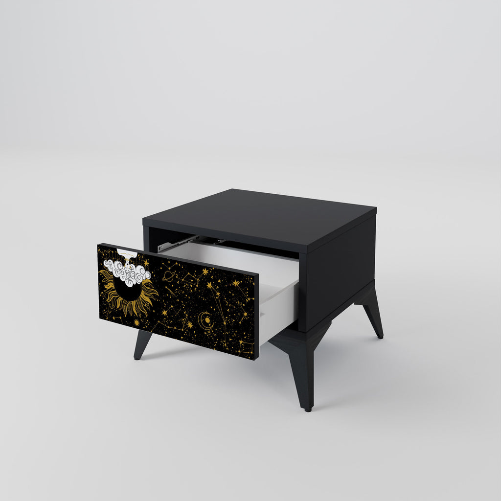 Table de chevet STELLAR CONSTELLATIONS en finition noire