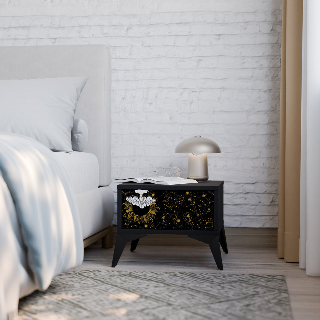 Table de chevet STELLAR CONSTELLATIONS en finition noire